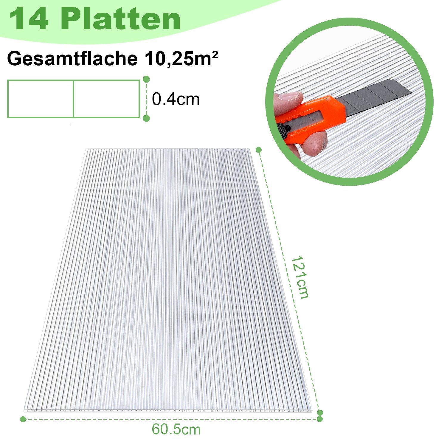 Clanmacy Doppelstegplatte 14 Stk.Gewächshaus Gewächshausplatten 4mm günstig online kaufen