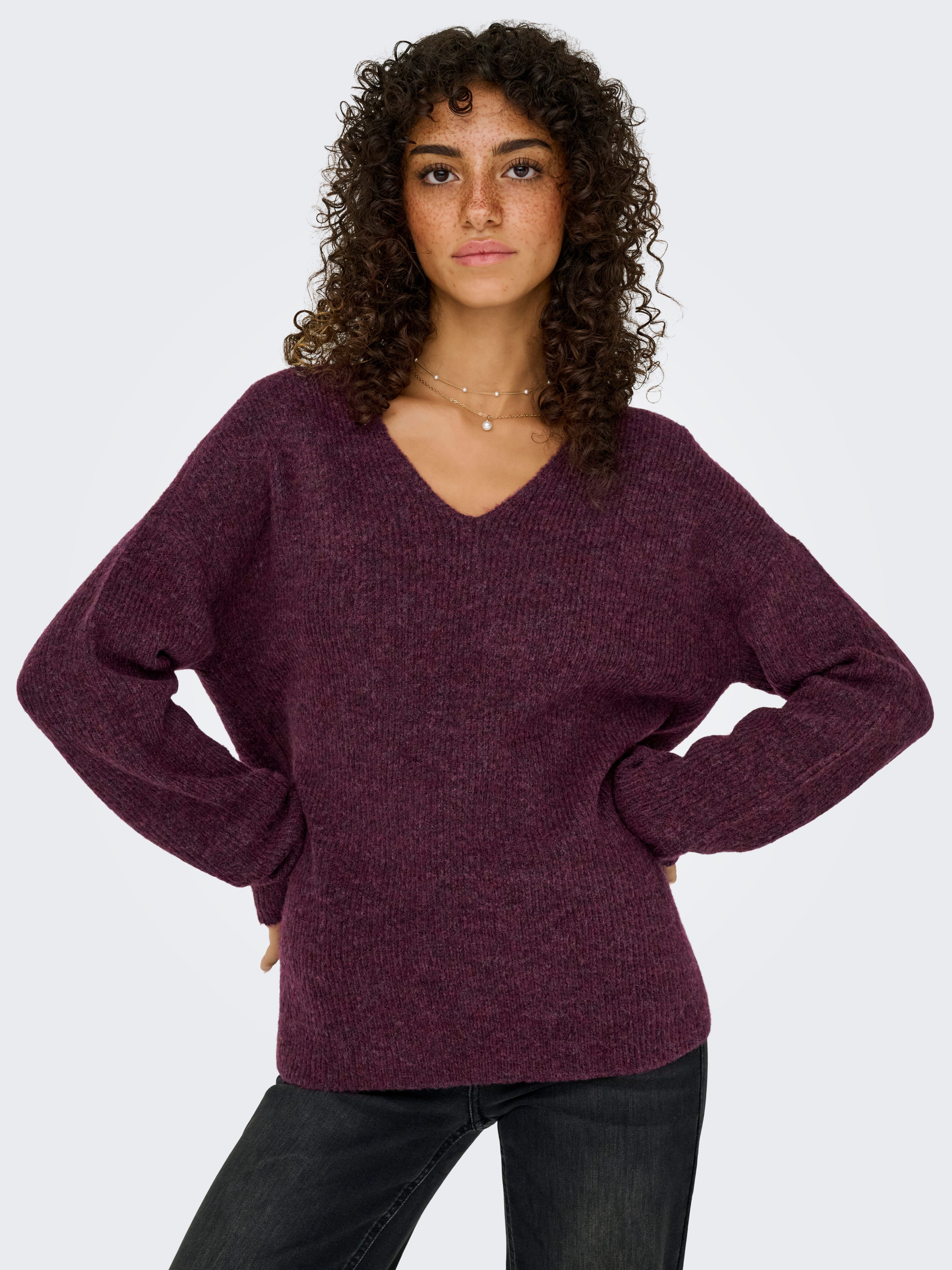 ONLY Strickpullover ONLCAMILLA V-NECK L/S PULLOVER KNT NOOS Materialmix, regular fit