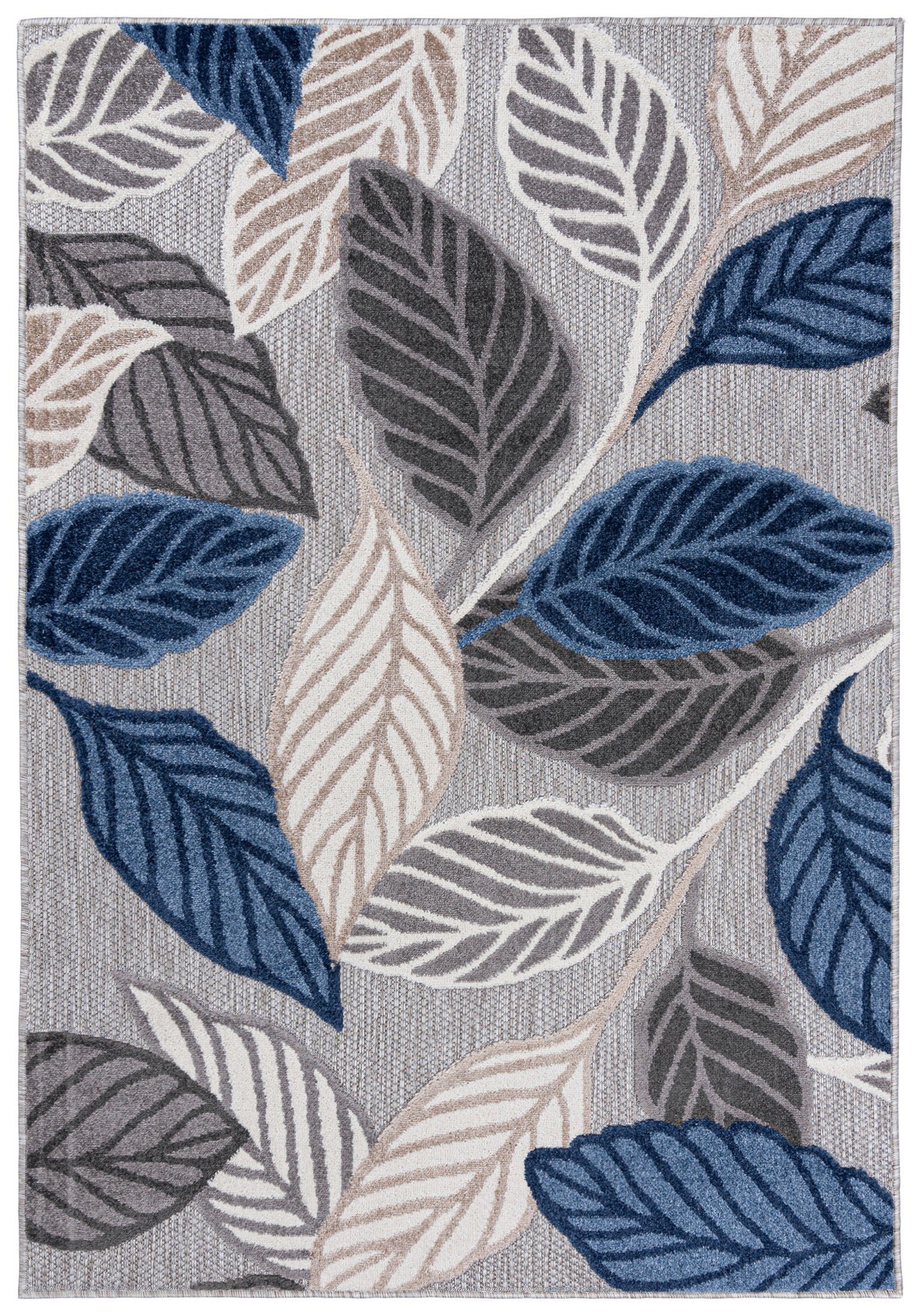 Mazovia Designteppich In- & Outdoor Teppich Wetterfest & UV-beständig Balkon - Blau Grau, 80 x 150 cm, Höhe 6 mm, Kurzflor, Weich, Pflegeleicht, Flachgewebe