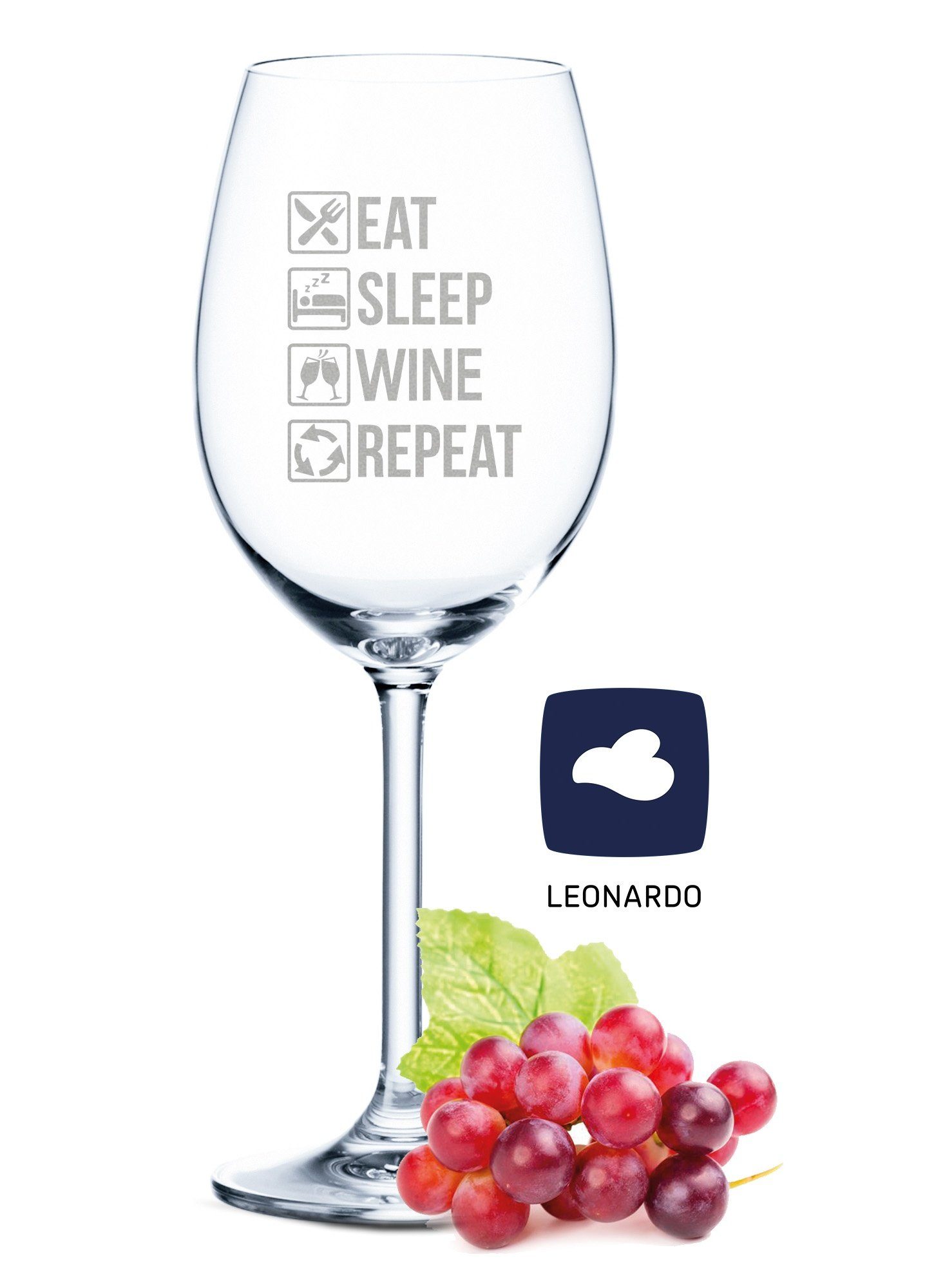 Rotweinglas Leonardo Weinglas mit Gravur - Eat Sleep Wine Repeat