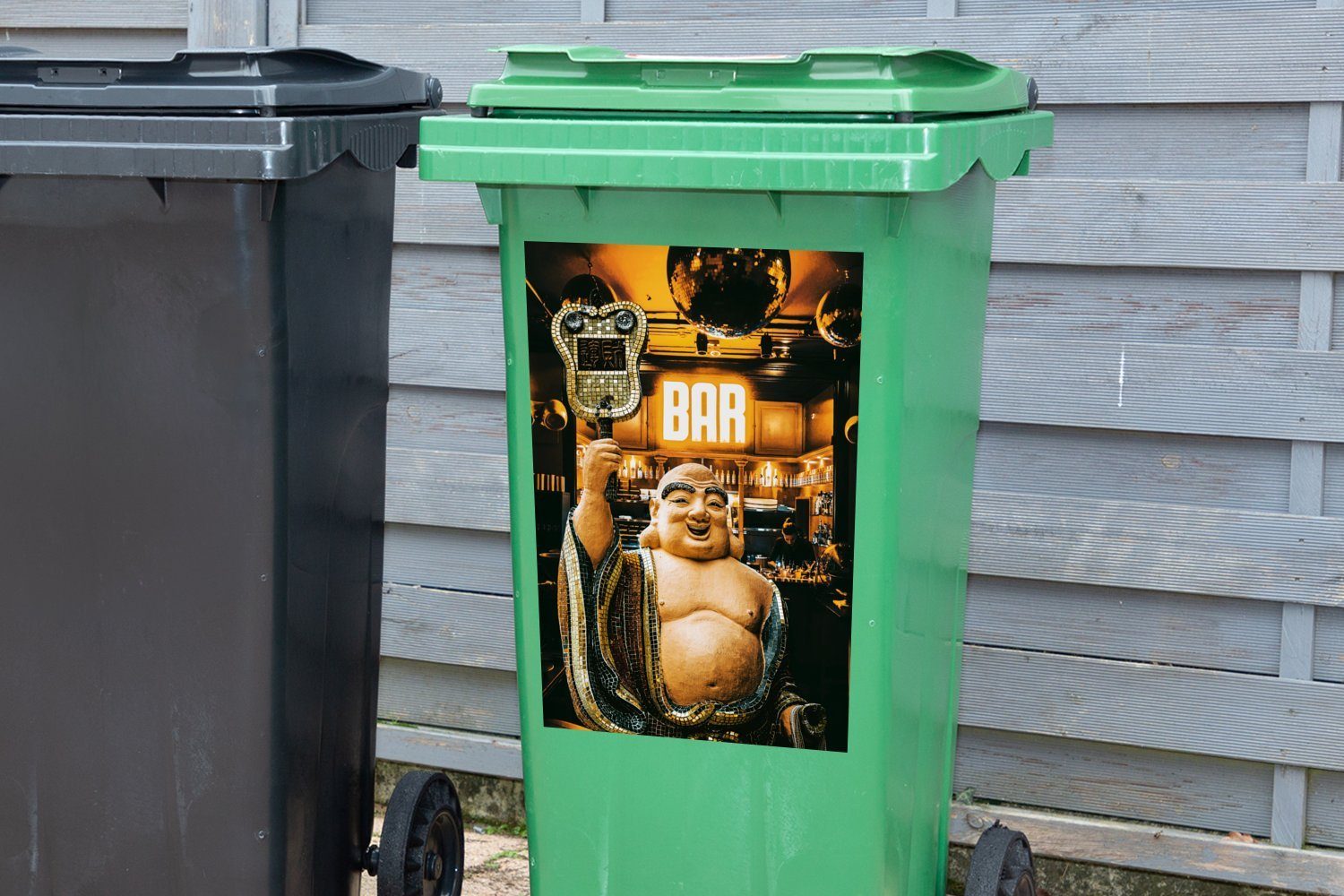 Bar (1 Abfalbehälter Mülltonne, Mülleimer-aufkleber, Sticker, - Gesicht MuchoWow St), Wandsticker - Container, Buddha
