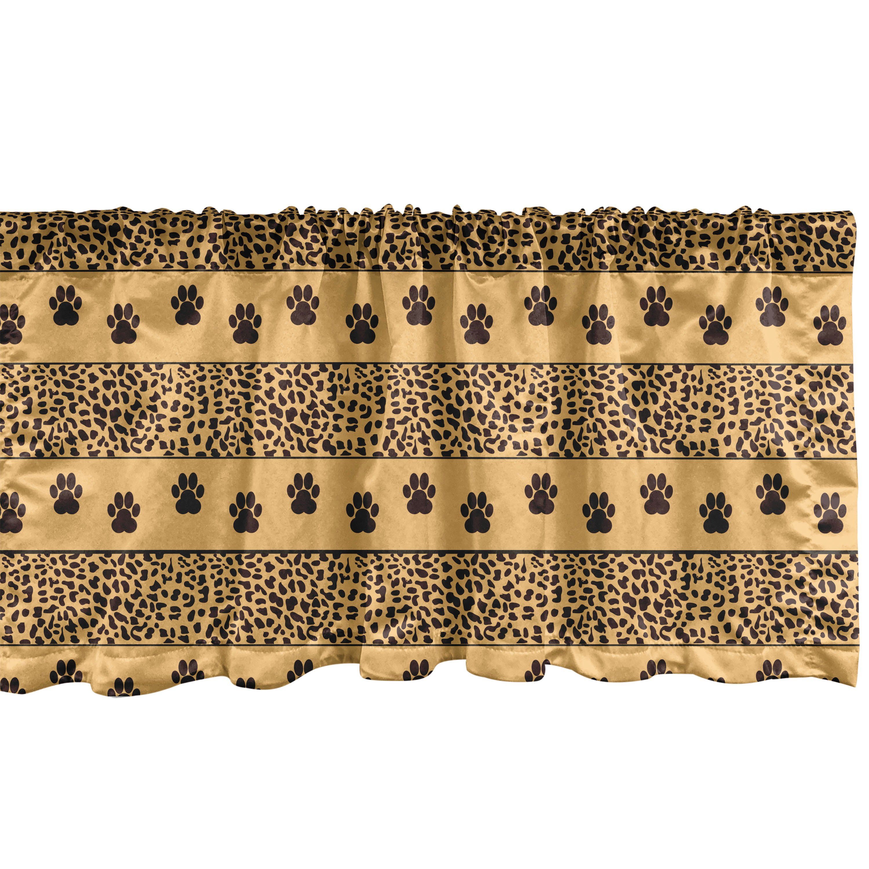 Scheibengardine Vorhang Volant für Küche Schlafzimmer Dekor mit Stangentasche, Abakuhaus, Microfaser, Safari Muster von Tierpfoten Spots