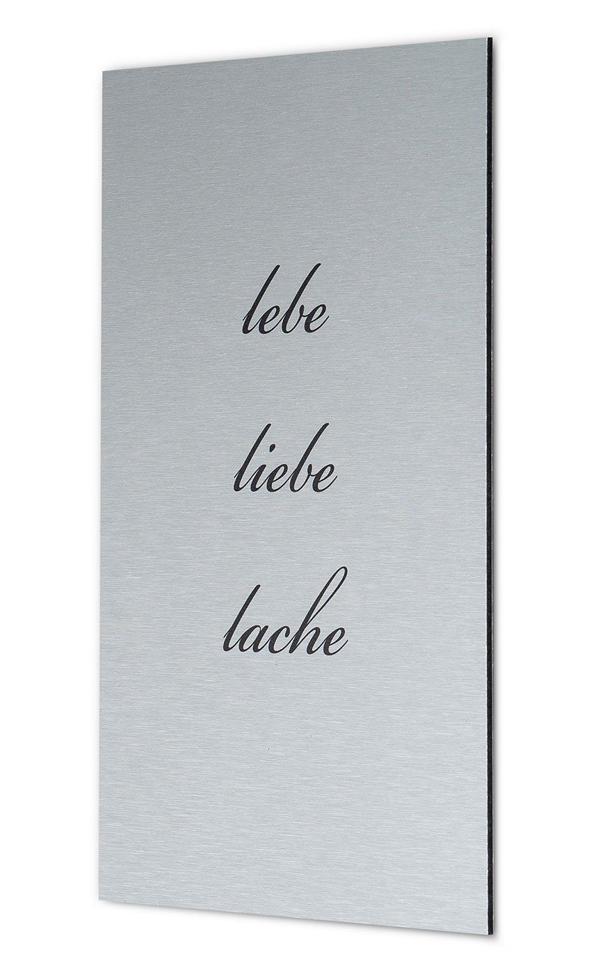 Levandeo® Metallbild, levandeo Wandbild Bild Schild Lebe Liebe Lache 20x30cm Alu Aluminium