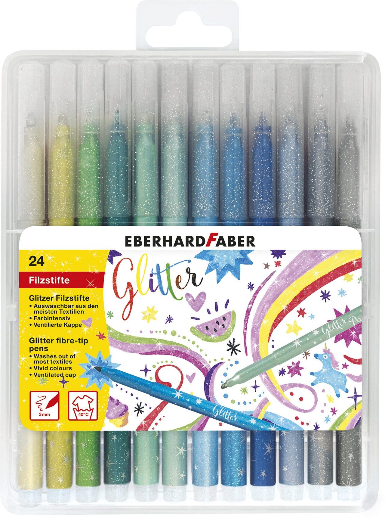 Eberhard Faber Künstlerstift Faber-Castell Glitzer Filzstifte 24er Kunststoffbox