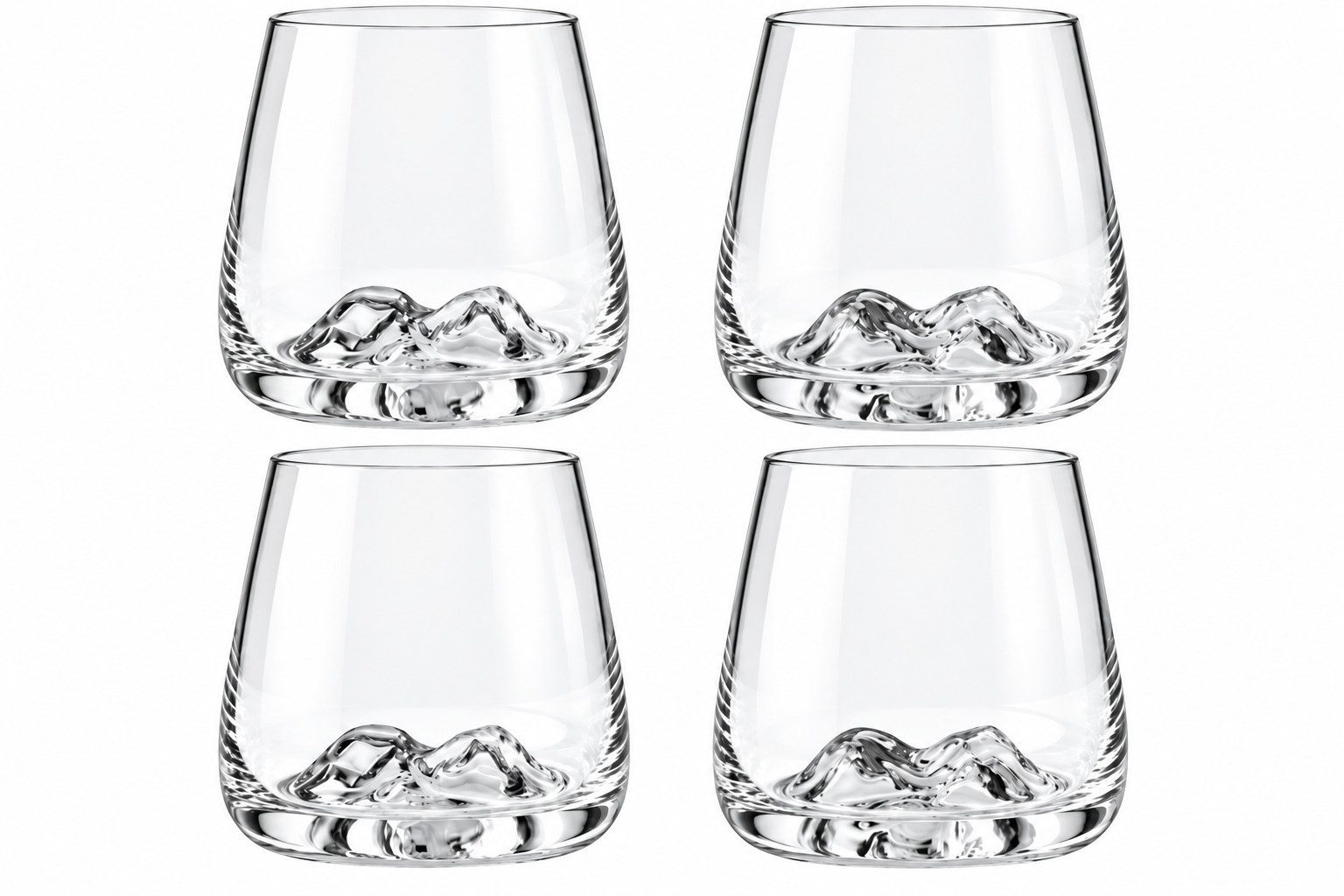 Sendez Whiskyglas 4er Set Trinkgläser Bergdesign 400 ml Wassergläser Cocktailgläser, 4-tlg., Glas, Spülmaschinengeeignet