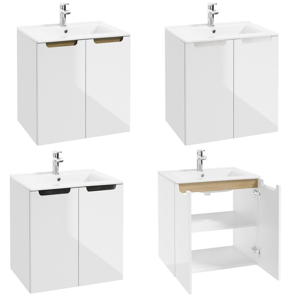 Lomadox Waschtisch SOFIA-107, weiß Hochglanz lackiert 61/61,5/46 cm