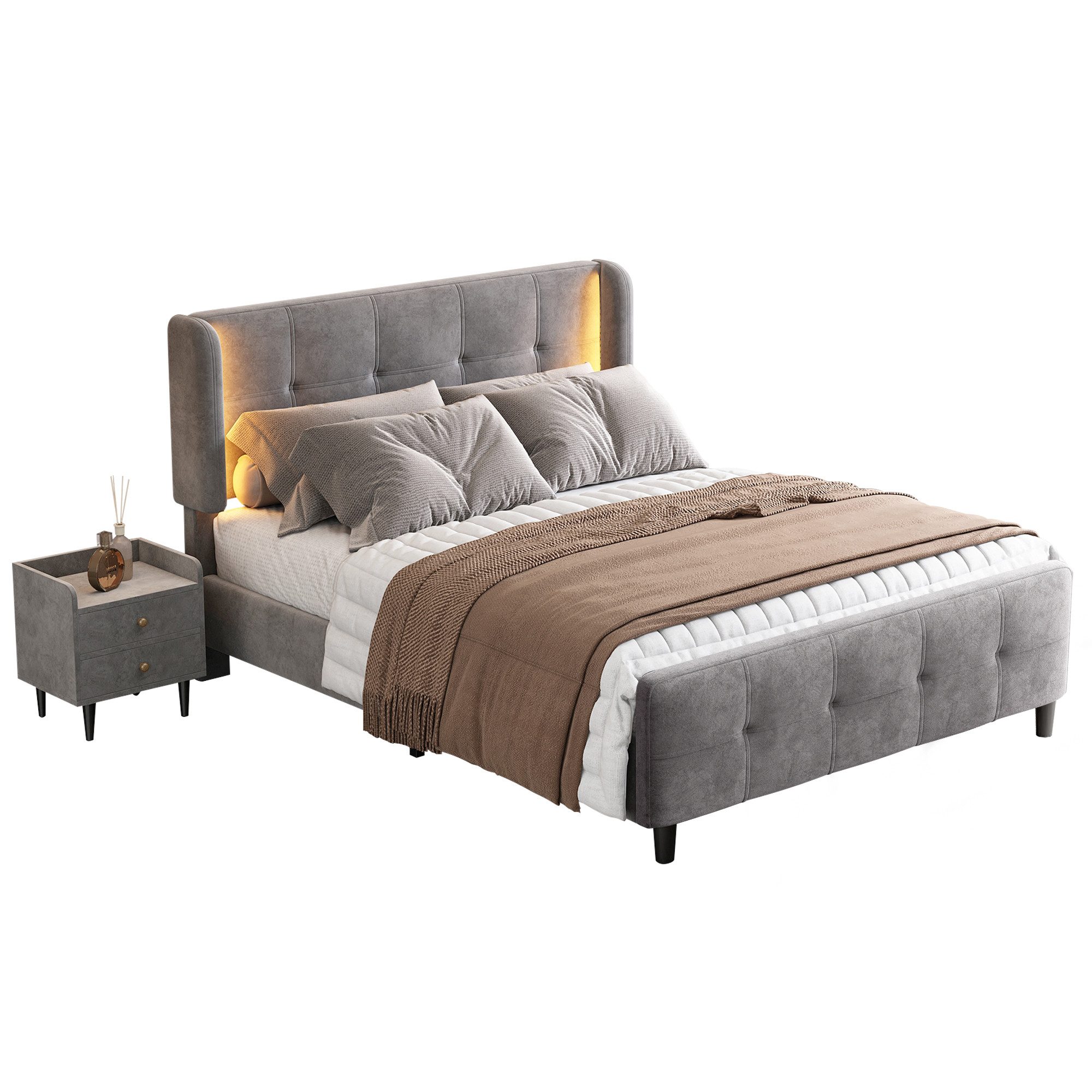 HAUSS SPOLE Polsterbett 140x200cm mit LED-Leisten, günstig online kaufen