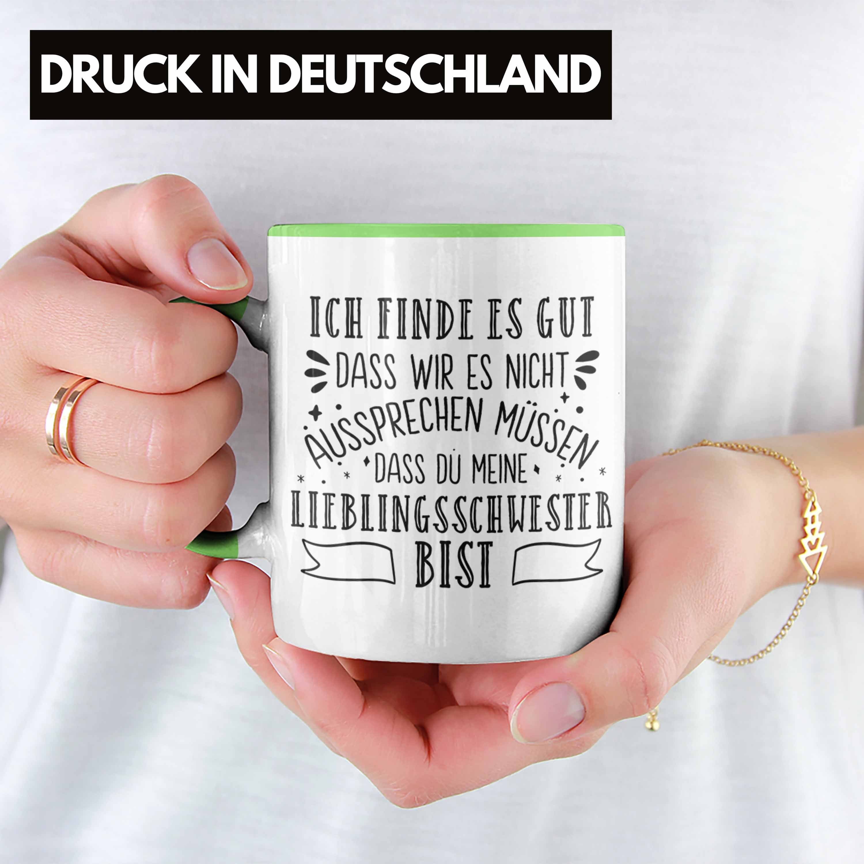 Grün Tasse Spruch Geschenk Lieblingsschwester Schwester Sprüche Trendation Tasse - Kaffeetasse Geschenkidee Schwester Trendation für