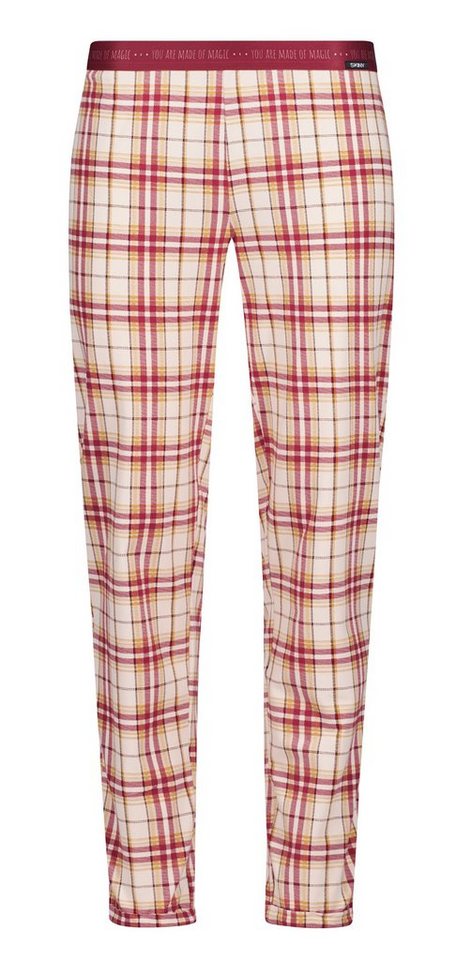 Material: Pyjamahose Modisches 5% Design, Damen Skiny 95% kariert Elastan (1-tlg) Schlafanzughose Baumwolle,