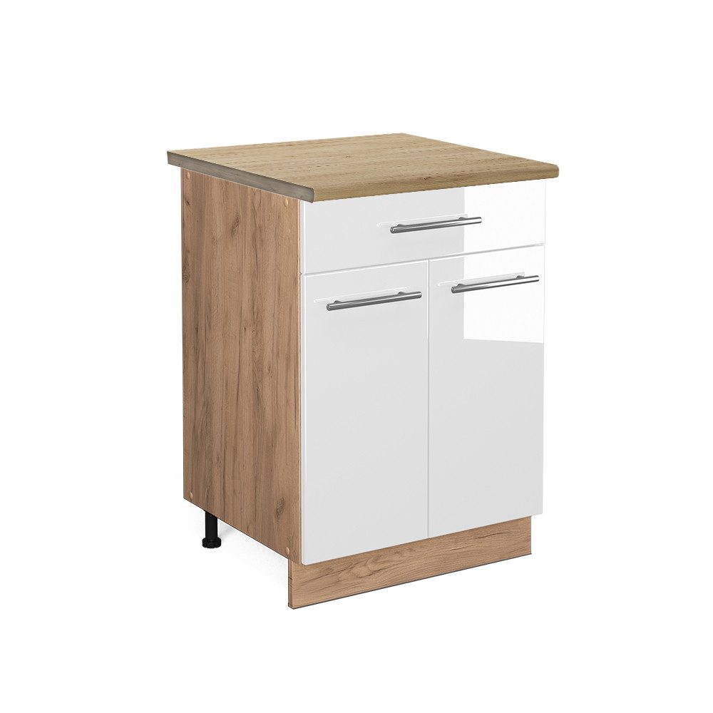 Vicco Unterschrank Fame-Line, Weiß Hochglanz/Goldkraft Eiche, günstig online kaufen