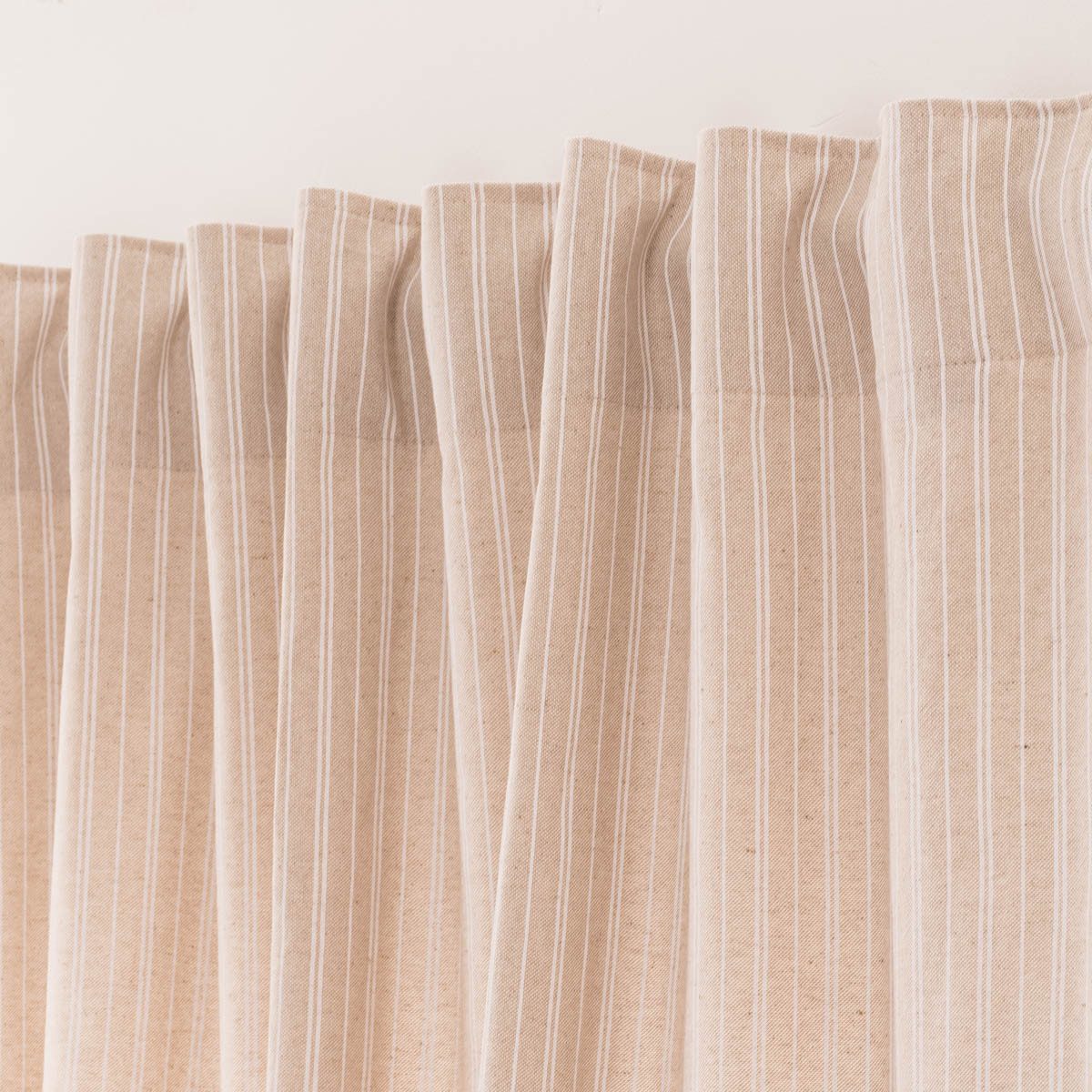 SCHÖNER LEBEN. Vorhang Gardine Basic Stripe Streifen natur weiß 245cm, Smokband, blickdicht, Baumwolle, made in Germany,handmade,vorgewaschen,pflegeleicht