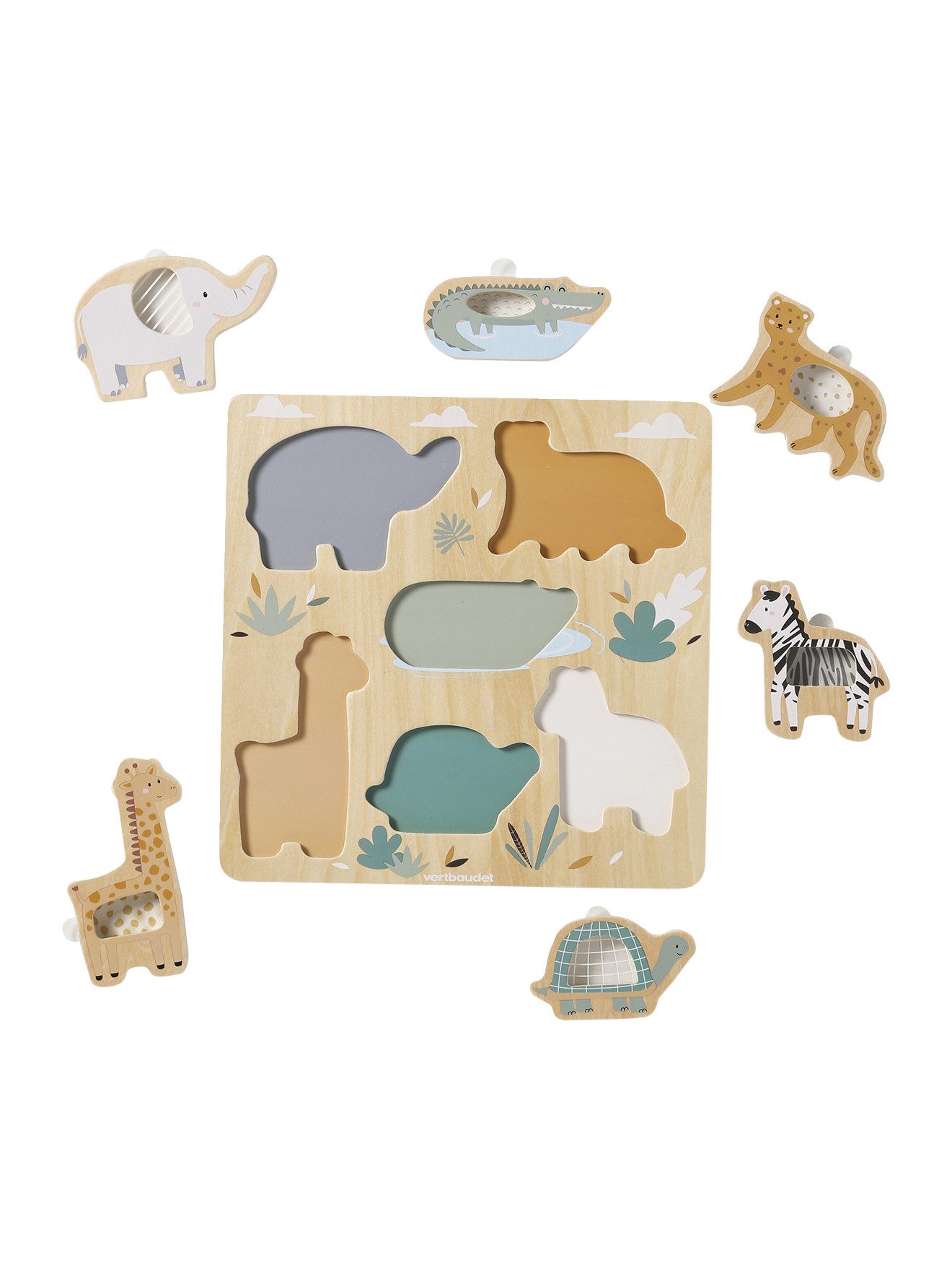 vertbaudet Puzzle Baby 2-in-1-Puzzle TANSANIA aus Holz FSC®, Puzzleteile, 1er-Pack