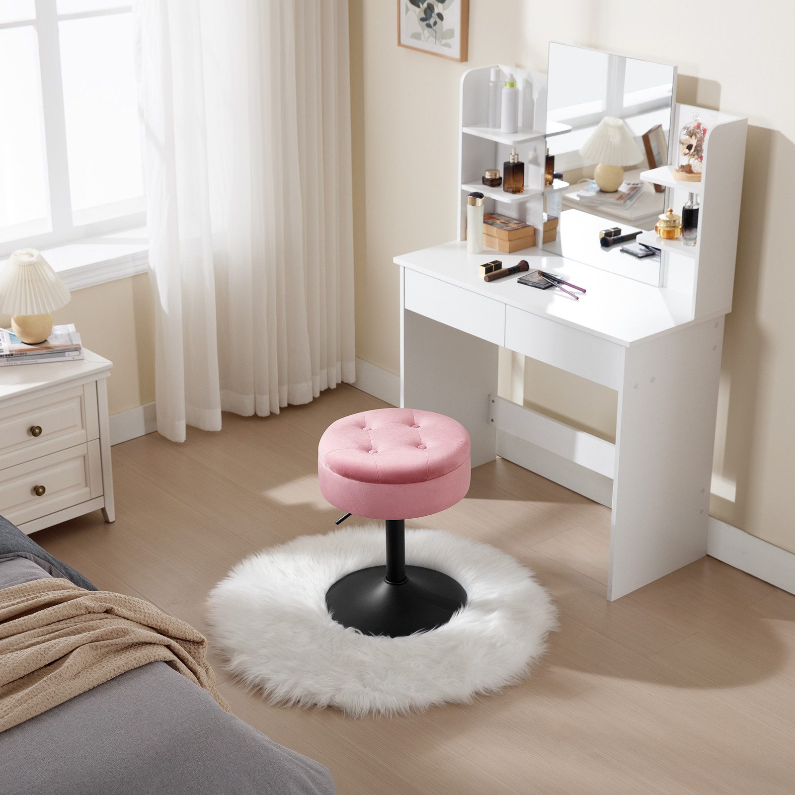 Woltu Drehhocker (1 St), Barhocker mit Stauraum drehbar höhenverstellbar