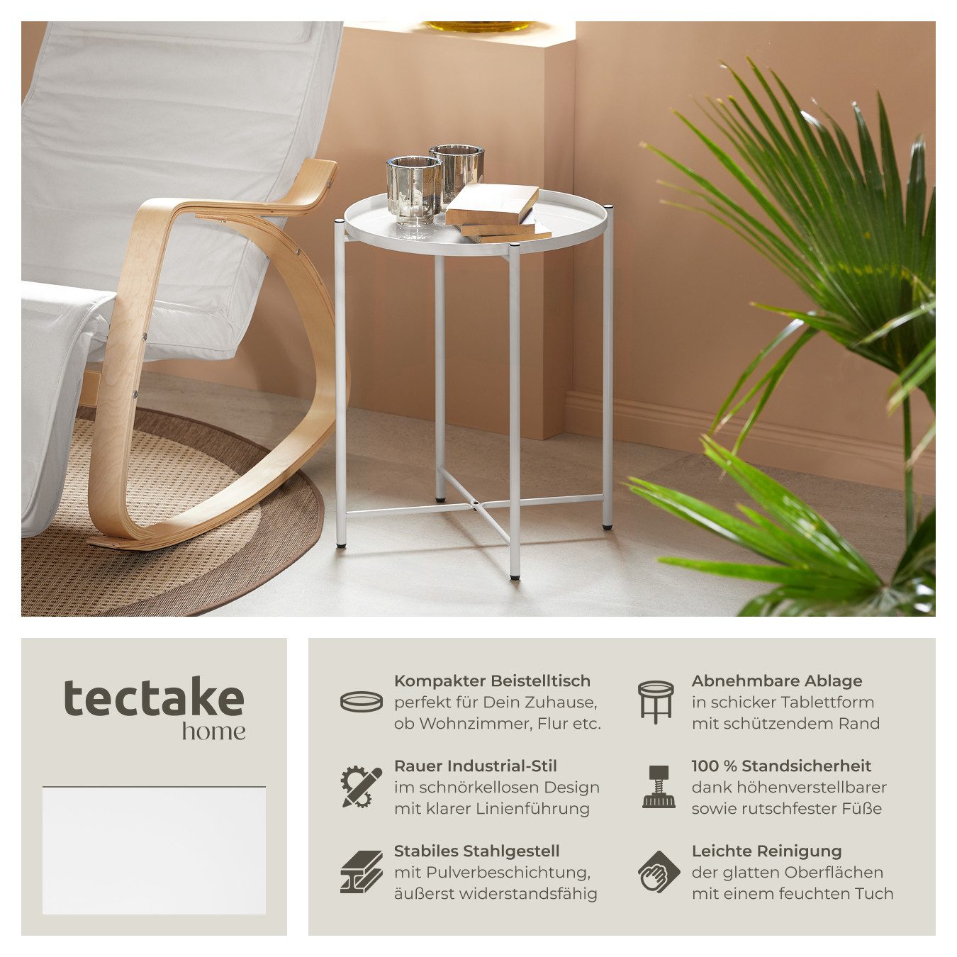 tectake Beistelltisch Chester (1-St., 1 tlg), Abnehmbare Ablagefläche in Ta günstig online kaufen