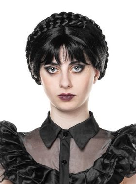 Metamorph Kostüm-Perücke Gothic Girl Perücke für Kinder Grufti Schulmädchen, Nichts für Normies: schwarze Langhaarperücke