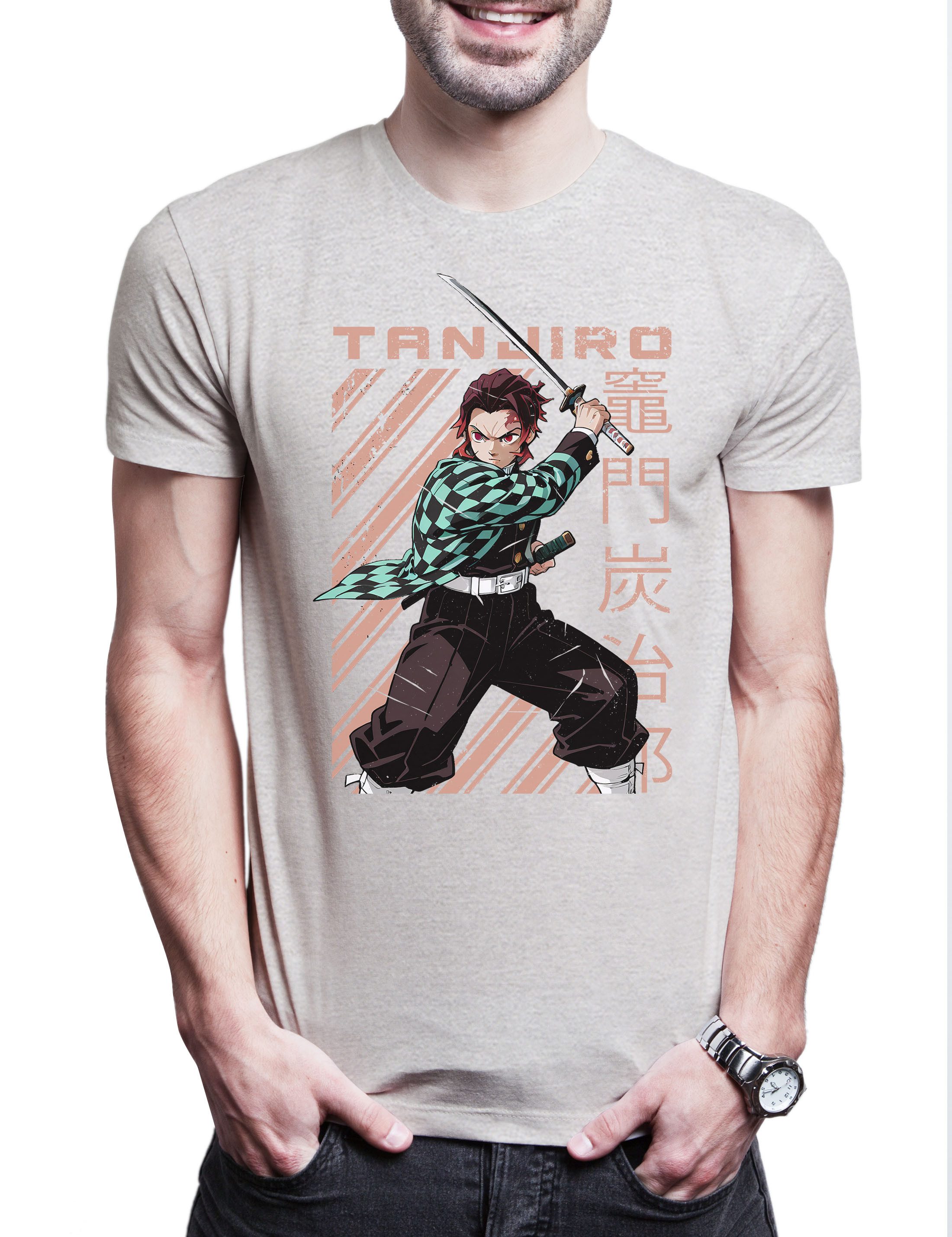 Print-Shirt Tanjiro Katana Herren T-Shirt Demon Kamado Nezuko Anime Slayer Zenitsu