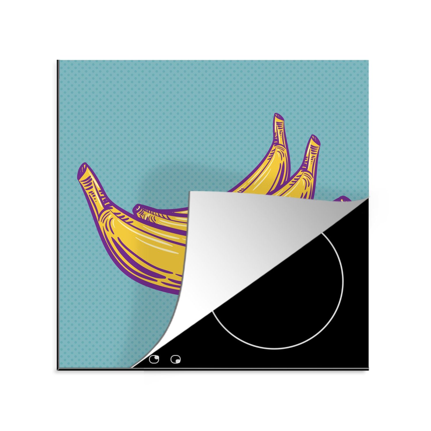 MuchoWow Herdblende-/Abdeckplatte Abstrakte Bananen, Vinyl, (1 tlg), 78x78 cm, Ceranfeldabdeckung, Arbeitsplatte für küche