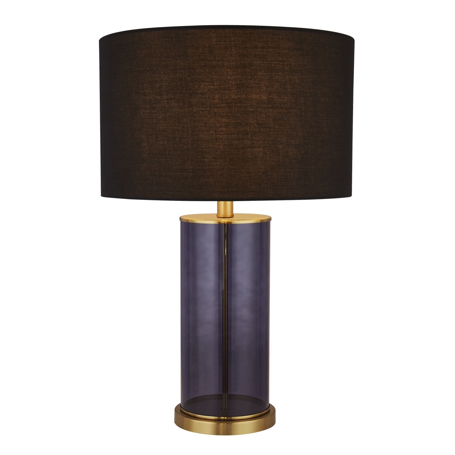 Licht-Erlebnisse Nachttischlampe GRACE, ohne Leuchtmittel, E27 52,5 cm D: 38 cm in Blau Schwarz Gold Stoff Glas Modern