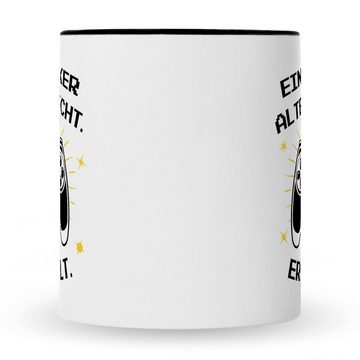 GRAVURZEILE Tasse mit Spruch - Ein Zocker altert nicht er levelt, Keramik, Farbe: Schwarz & Weiß
