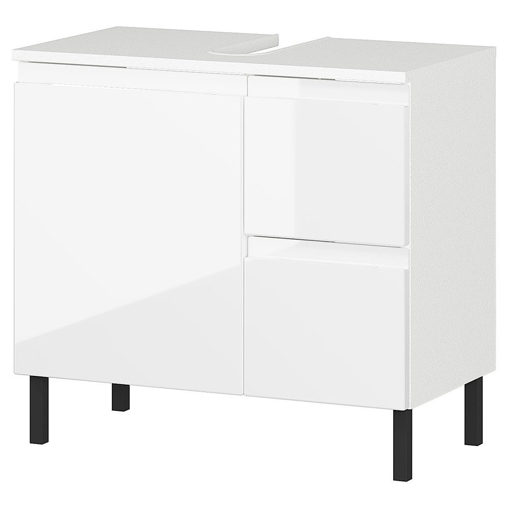 Lomadox Waschbeckenschrank SALO-01 weiß Front Hochglanz günstig online kaufen