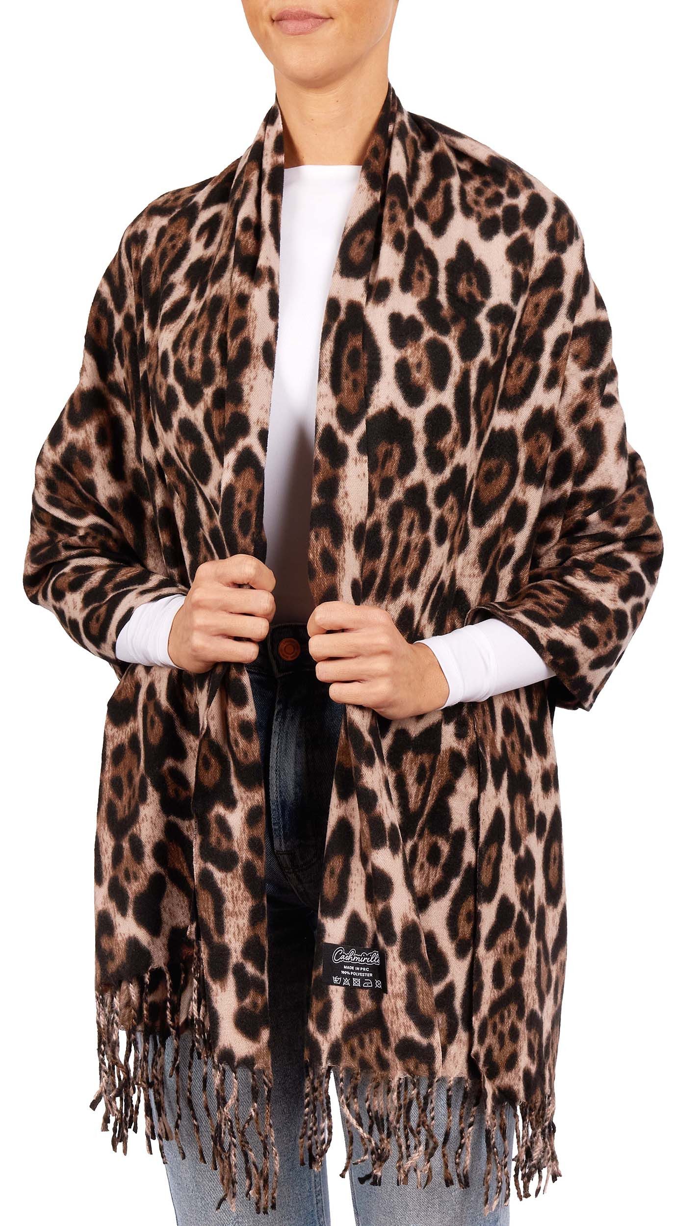 BRUBAKER Schal Cashmirillo Damen Schal mit Leoparden Muster - 70 x 200 cm, (Herbstschal Winterschal mit weichem Kaschmir-Gefühl, 1-St), Warm, Kuschelig und Oversized - Leo Damenschal für Herbst und Winter