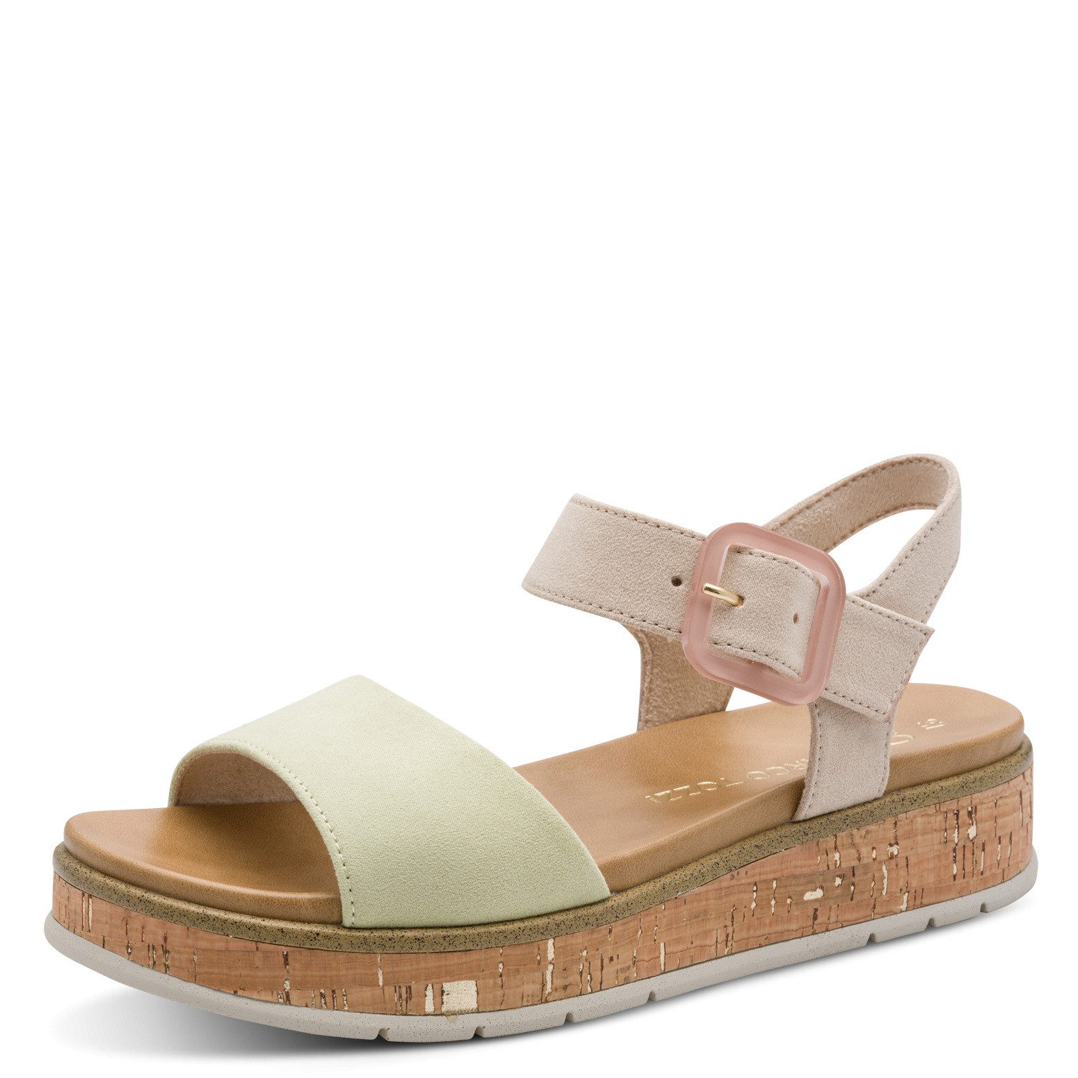 marco tozzi GRADI Keilsandalette Plateau, Sommerschuh, Riemchensandale mit Sohle im Kork-Look