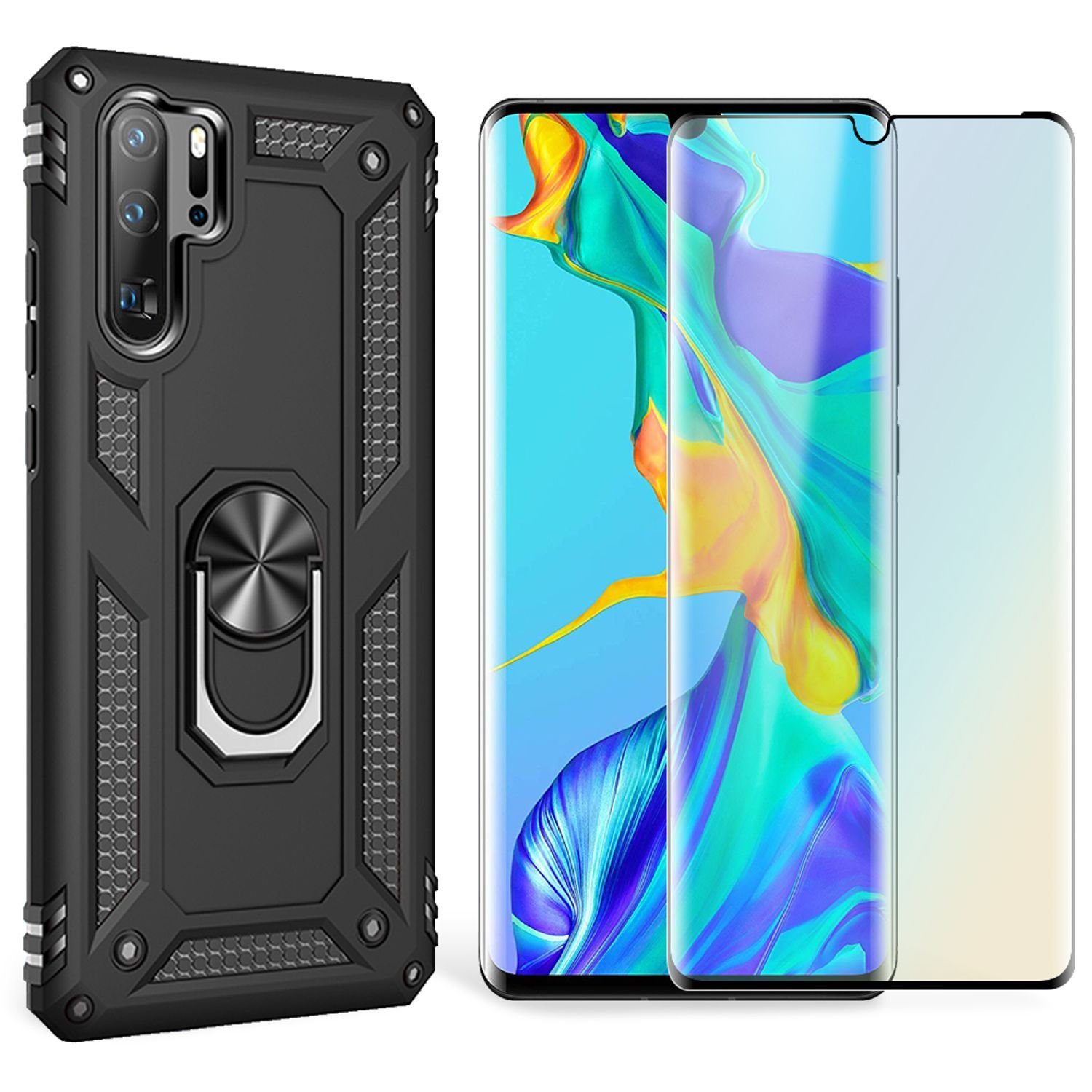 Nalia Smartphone-Hülle Huawei P30 Pro, Outdoor Military Style Hülle mit Ring / Extrem Schützend / Panzer Case