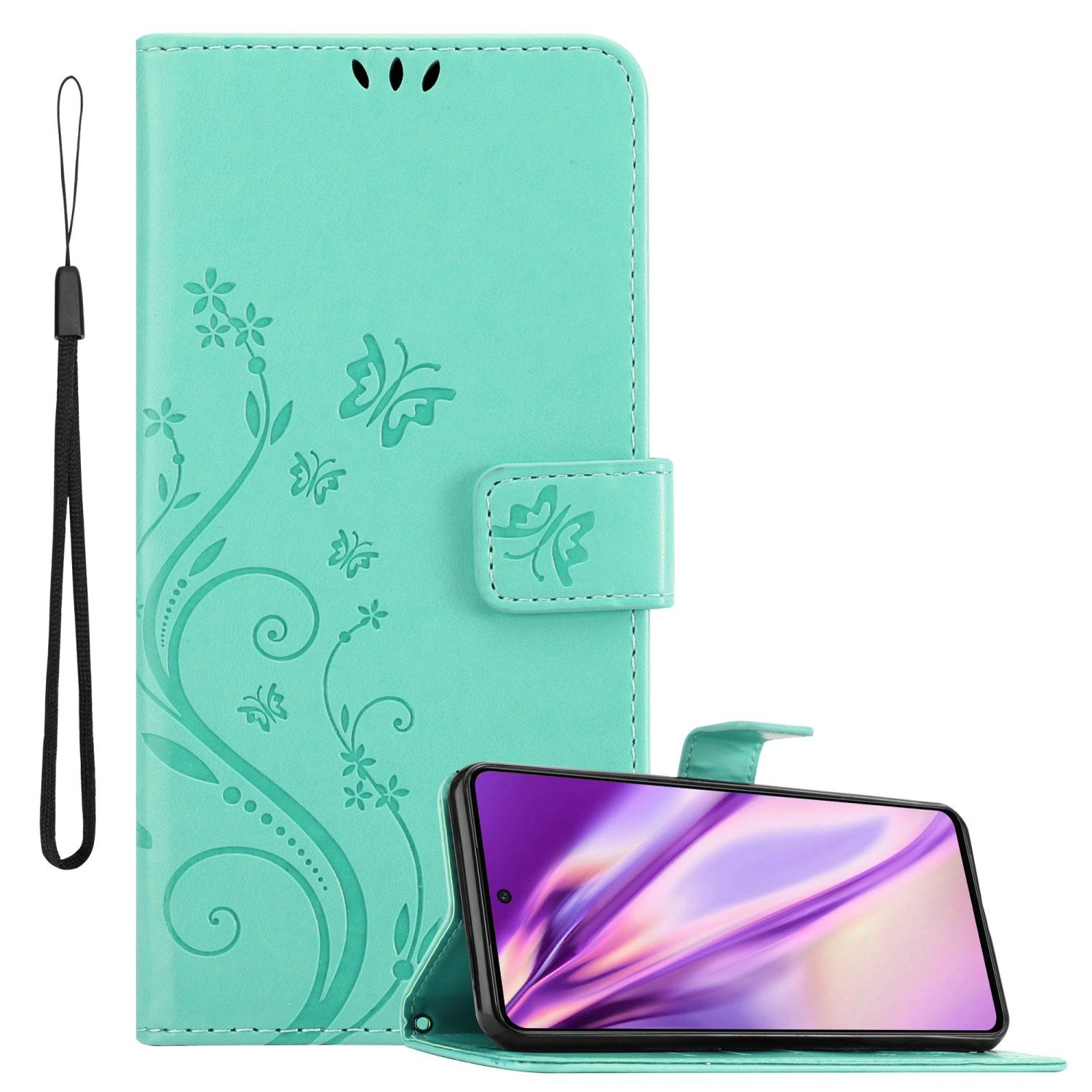 Cadorabo Handyhülle für Samsung Galaxy M53 5G Hülle Samsung Galaxy M53 5G, Hülle Schutzhülle Blumen Flower mit Standfunktion Kartenfach Magnet