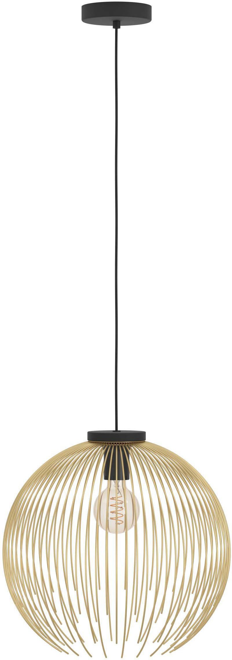 EGLO Hängeleuchte Venezuela Hängelampe, Pendelleuchte, Esszimmerlampe, Metall, E27, ohne Leuchtmittel, Hängeleuchte - H110 x Ø40 cm - schwarz, gold - 1X40W exkl.