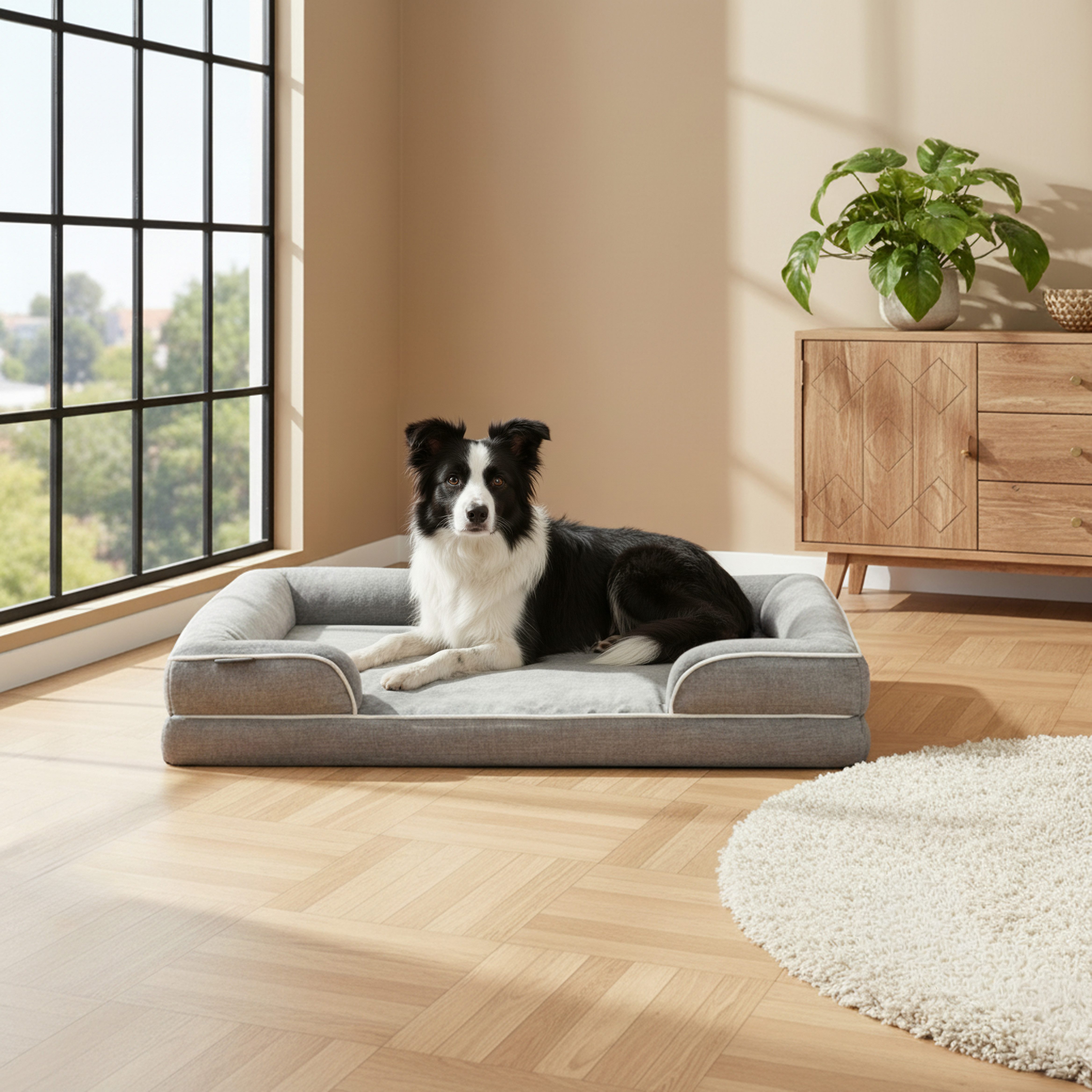 belviona Hundebett orthopädisch & wasserabweisend, Leinenimitat & Flanell, gelenkschonend mit Memoryfoam