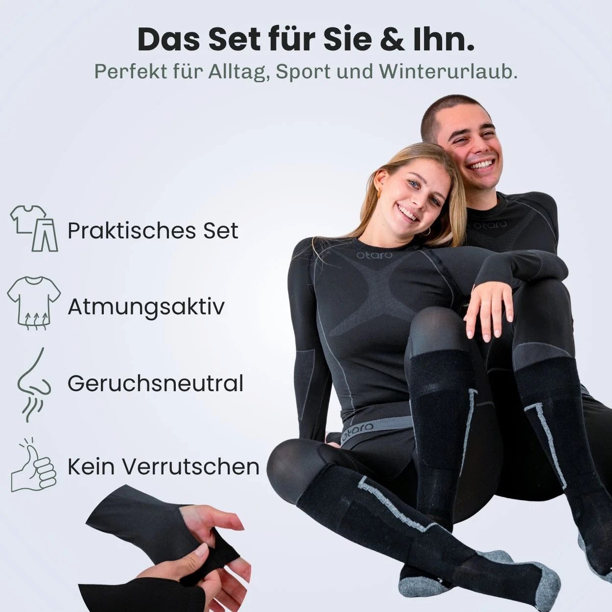 Otaro Thermounterhose Thermounterwäsche Herren Set, Funktionsunterwäsche, Baselayer (Die perfekte Skiunterwäsche, 2-St., 2-teiliges Set) Wärmeisolierend, Atmung – Bild 5 von 5