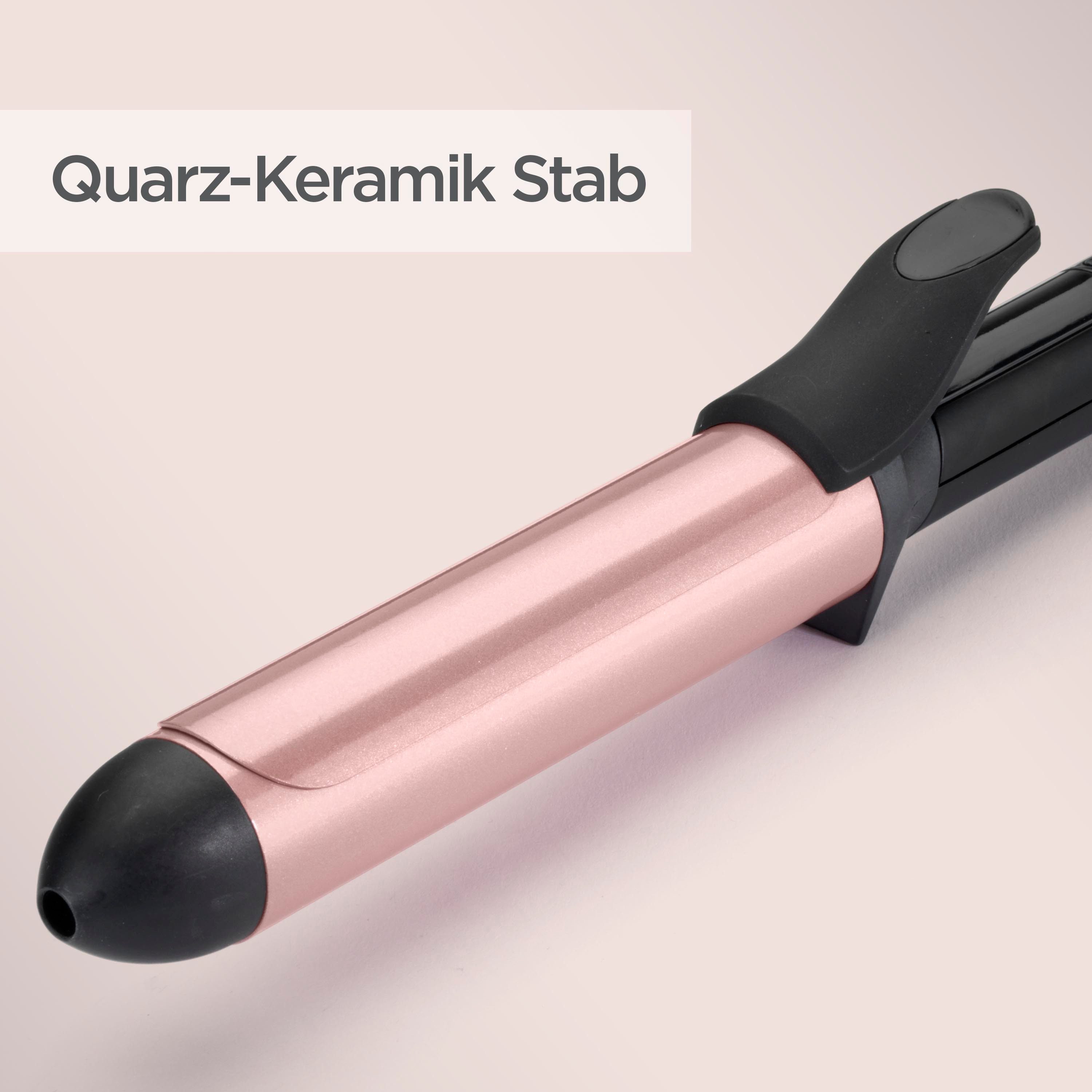 BaByliss Lockenstab 32mm Lockenstab mit Klammer für große Locken/Wellen, C452E, Quarz-Keramikbeschichtung, 6 Temperaturstufen, für alle Haartypen rosa|schwarz