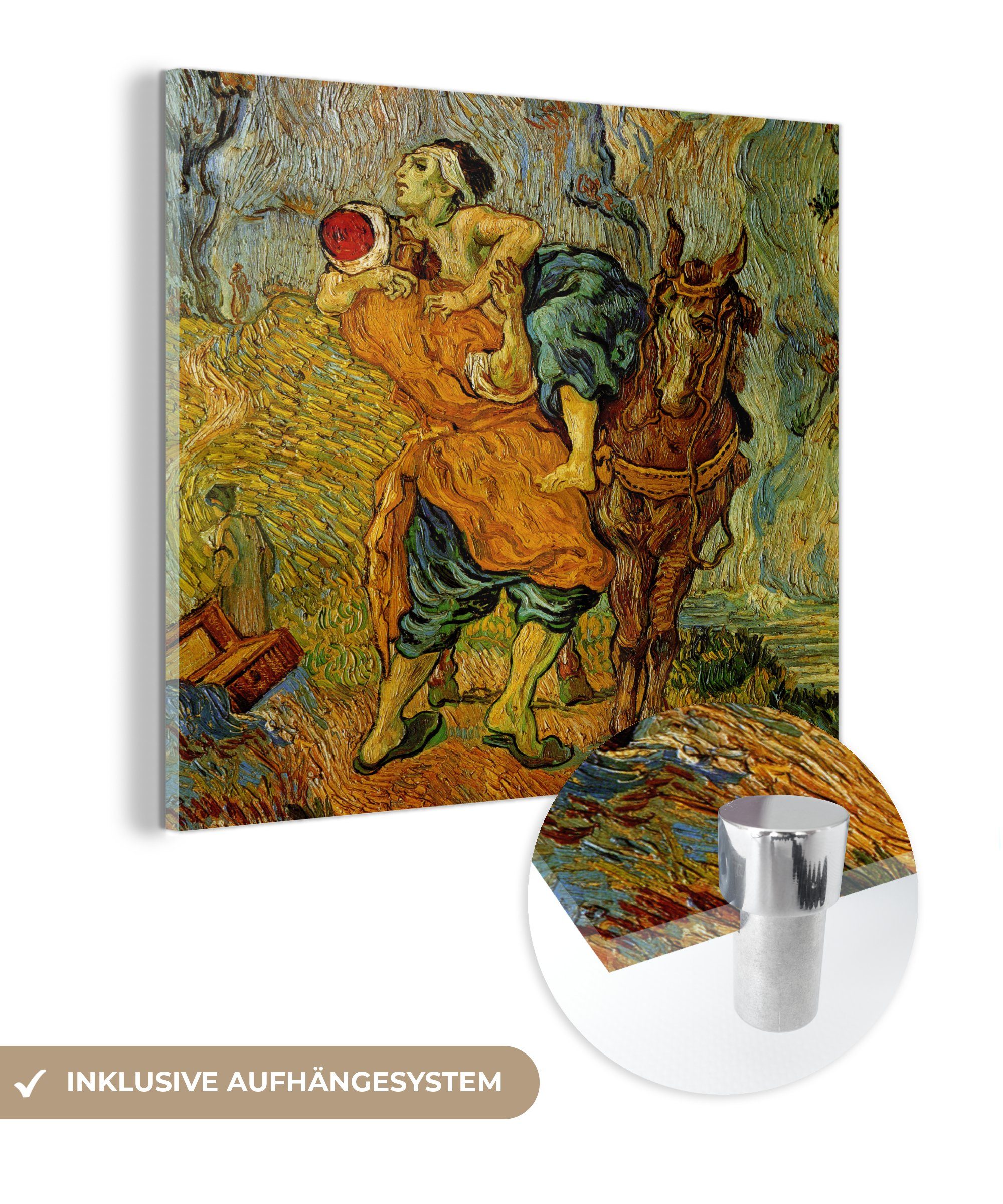 MuchoWow Acrylglasbild Der barmherzige Samariter - Gemälde von Vincent van Gogh, (1 St), Glasbilder - Bilder auf Glas Wandbild - Foto auf Glas - Wanddekoration