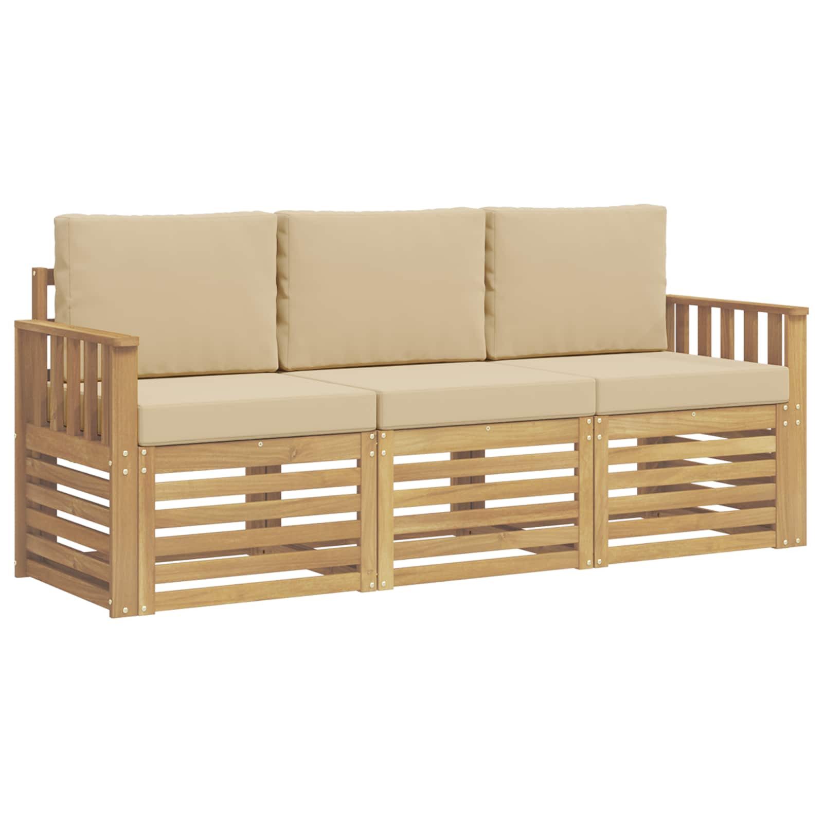 vidaXL Gartensofa Sofagarnituren Massivholz, 3 Teile