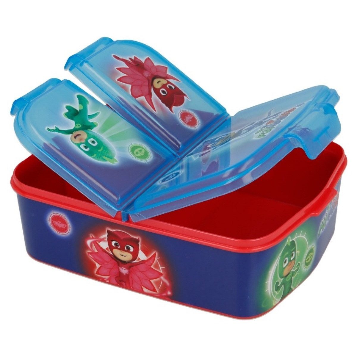 Stor Lunchbox PJ Masks Kinder Brotdose – Lunchbox mit 3 Fächern & tollem Design, (Lebensmittelbewahrungsdose, 1x Deckel, 1x Dose), Brotdose