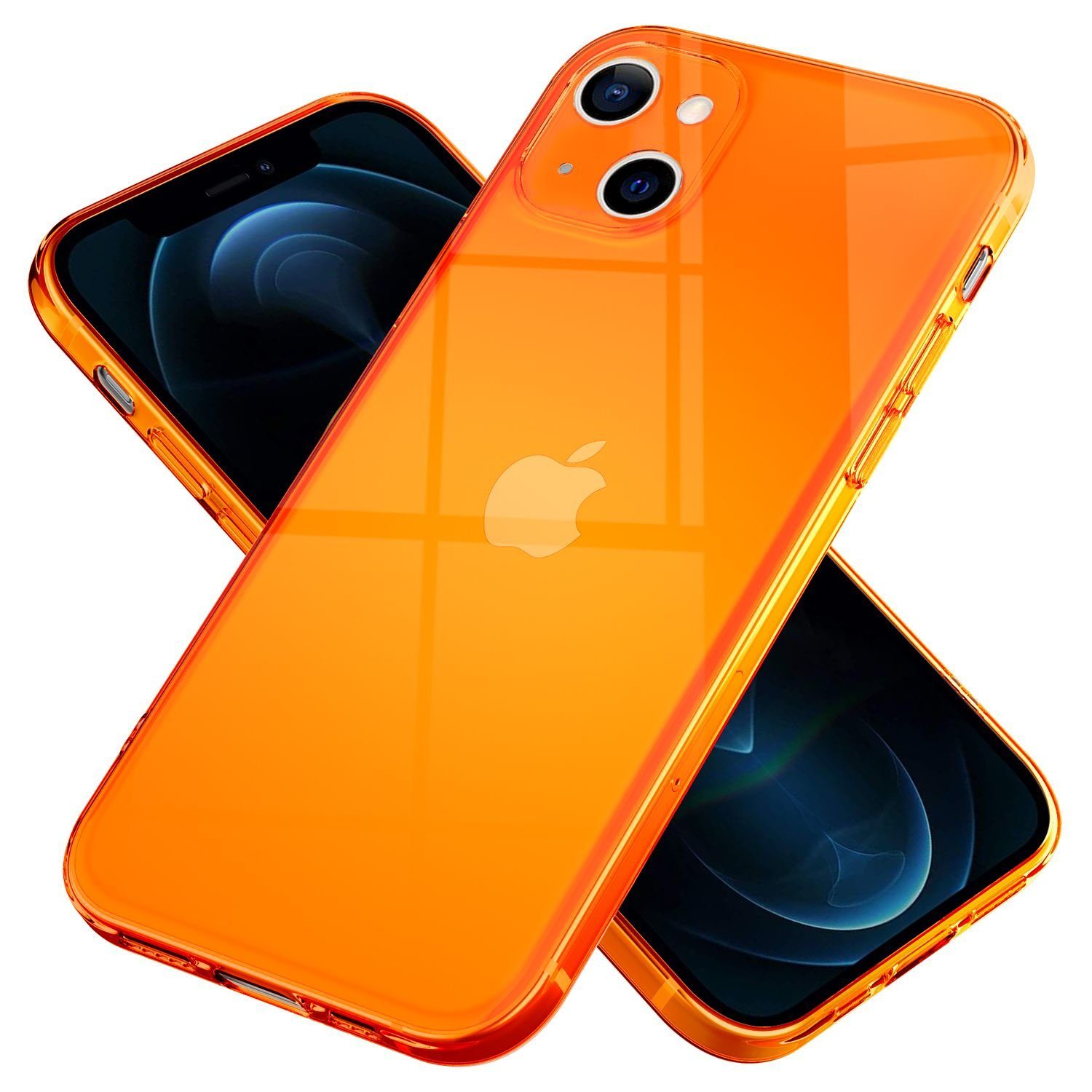 Nalia Smartphone-Hülle Apple iPhone 13 15,5 cm (6,1 Zoll), Klare Neon Silikon Hülle / Bunt Leuchtend / Durchsichtig / Flexibel