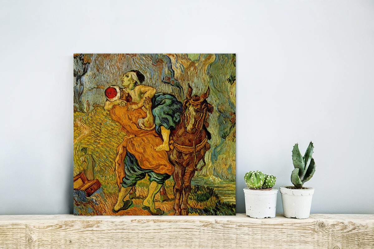 MuchoWow Metallbild - Gemälde Vincent (1 Alu-Dibond-Druck, aus St), Der Samariter deko barmherzige Aluminium Gogh, Metall, van