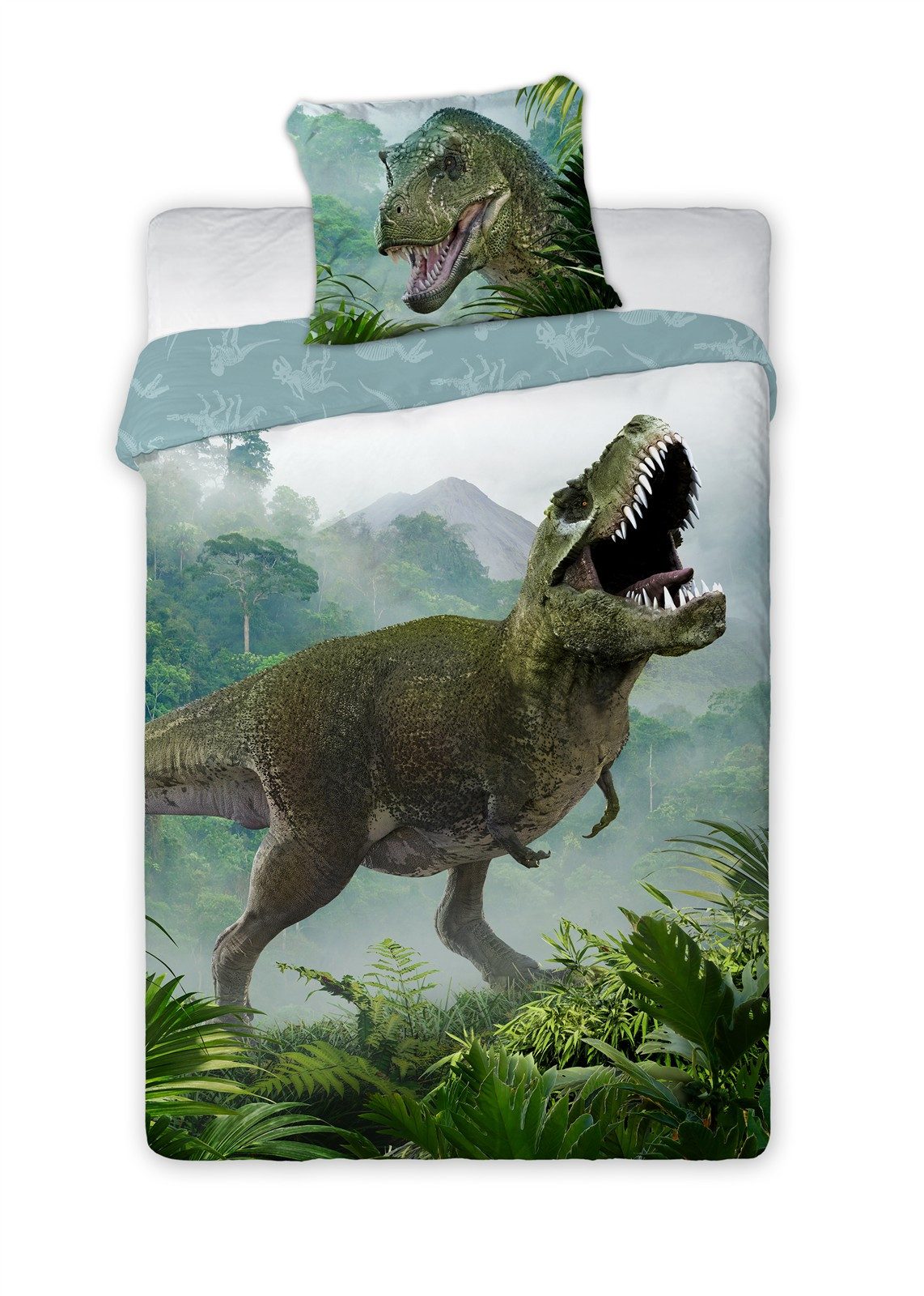 Faro Bettwäsche FARO Kinder-Bettwäsche „T-Rex“ 140x200 + 70x90, 100 % Baumwolle, Reißv, Baumwolle
