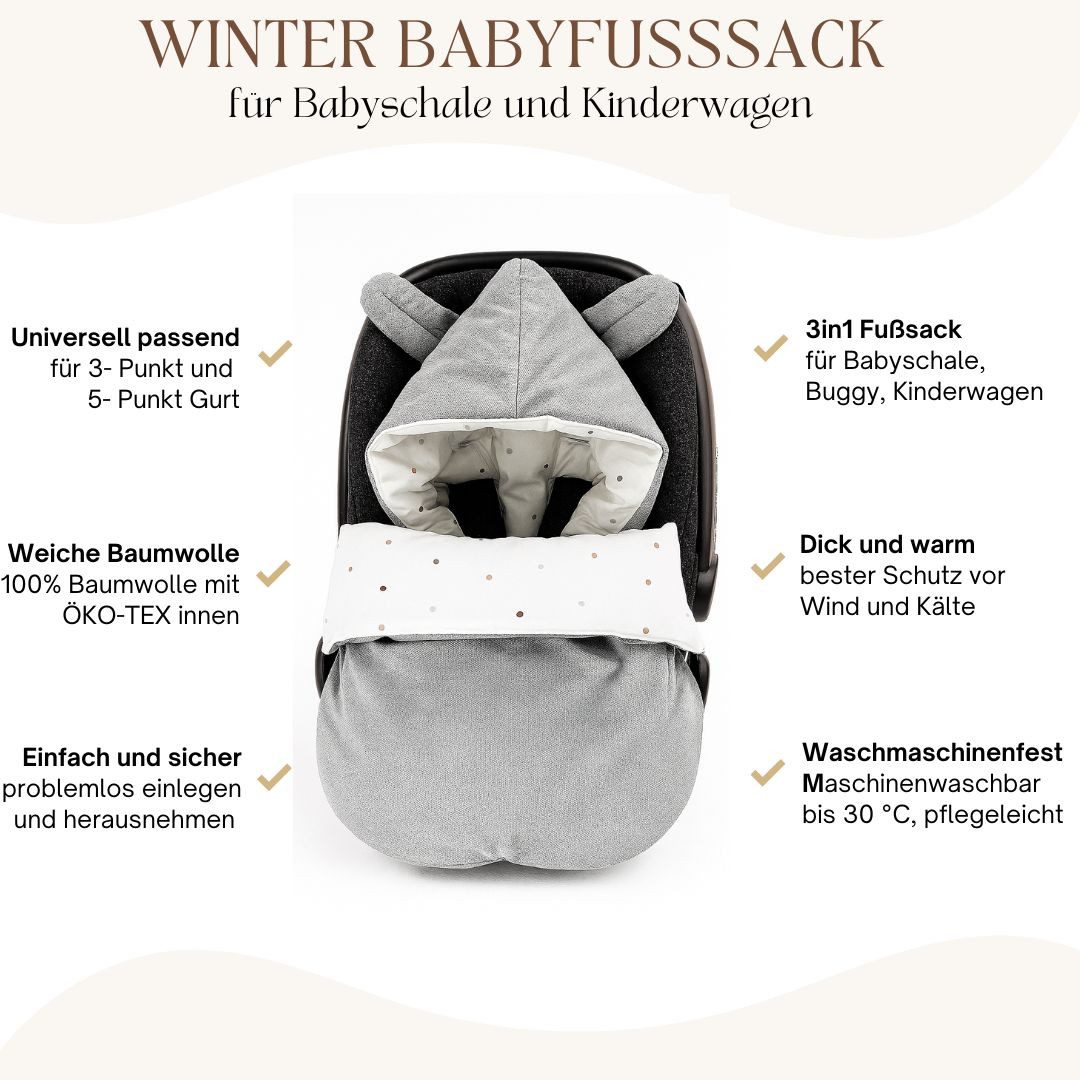 BABEES Fußsack Fußsack BABYFUßSACK für Babyschale Frühling Übergang warm mit Füllung, Einschlagdecke Fußsack Universal Baby GANZJÄHRIG