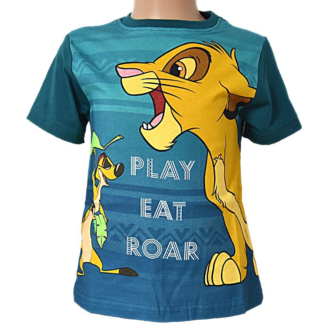 aus Disney Gr. - Jungen cm 116 Baumwolle T-Shirt The Lion Kurzarmshirt Simba King 92 Dunkelgrün