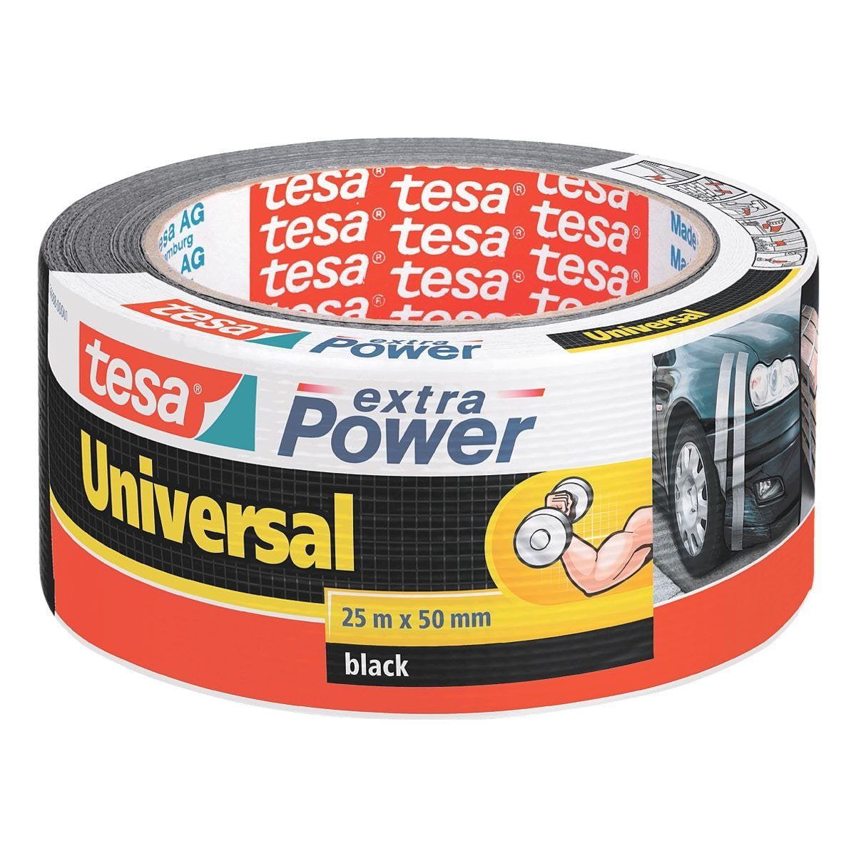 tesa Klebeband extra Power® Universal zum Verpacken, Reparieren oder Abdichten schwarz