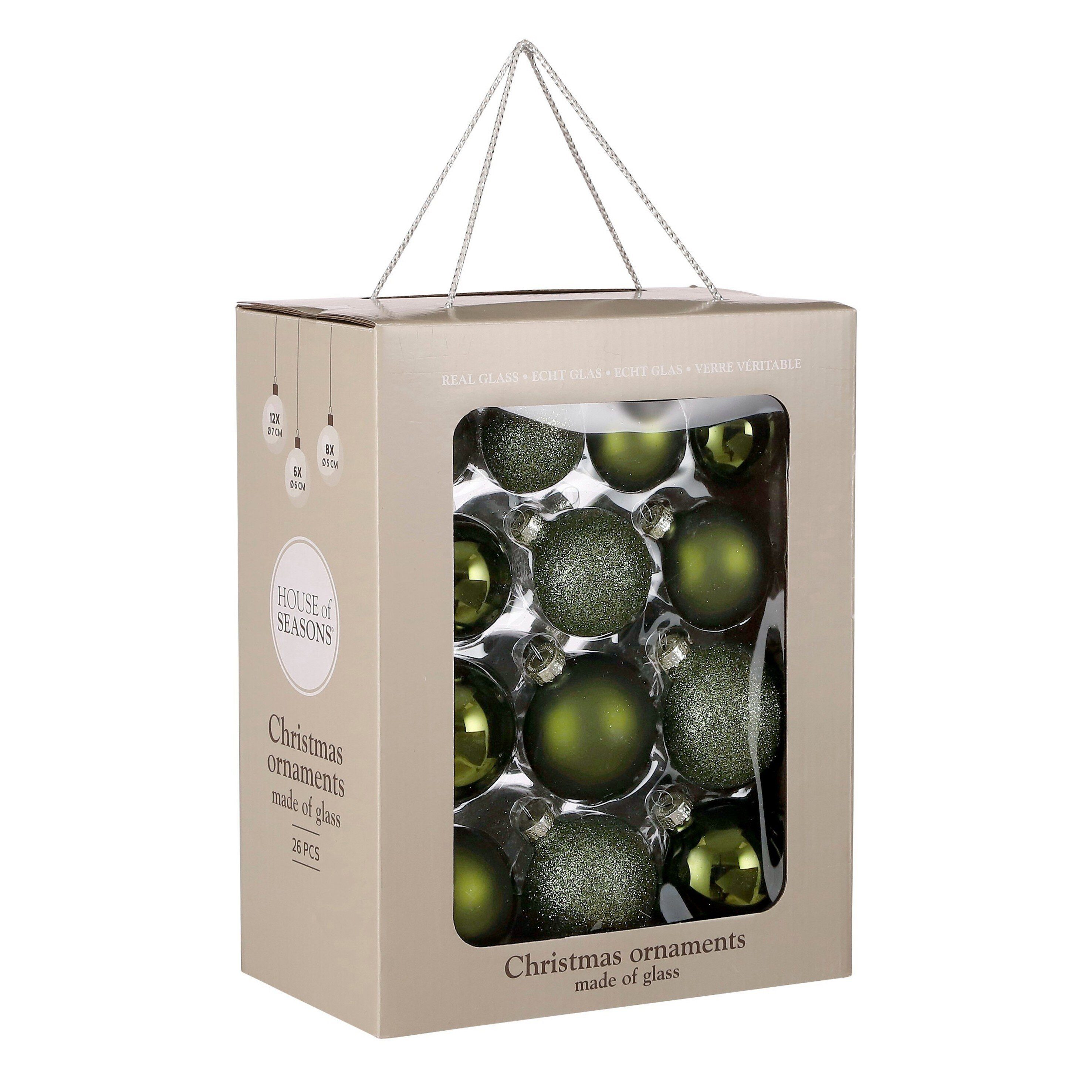 Mica Decorations Weihnachtsbaumkugel Mica Decorations Kugel glas d.gruen 26 Stueck - d7cm
