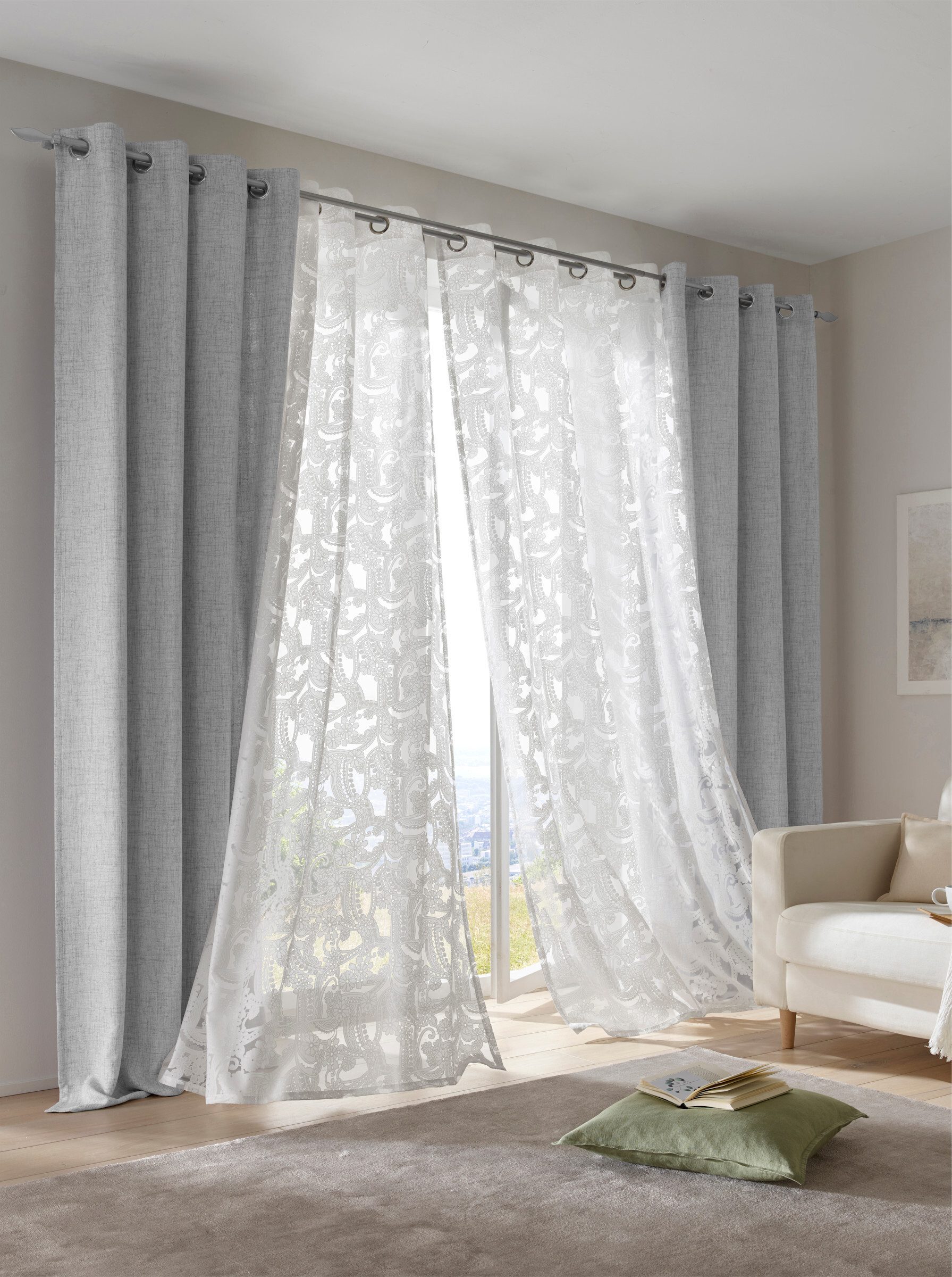 heine Gardine Dekostore (1 St), Ösen, halbtransparent, Fertigstore gerade Form