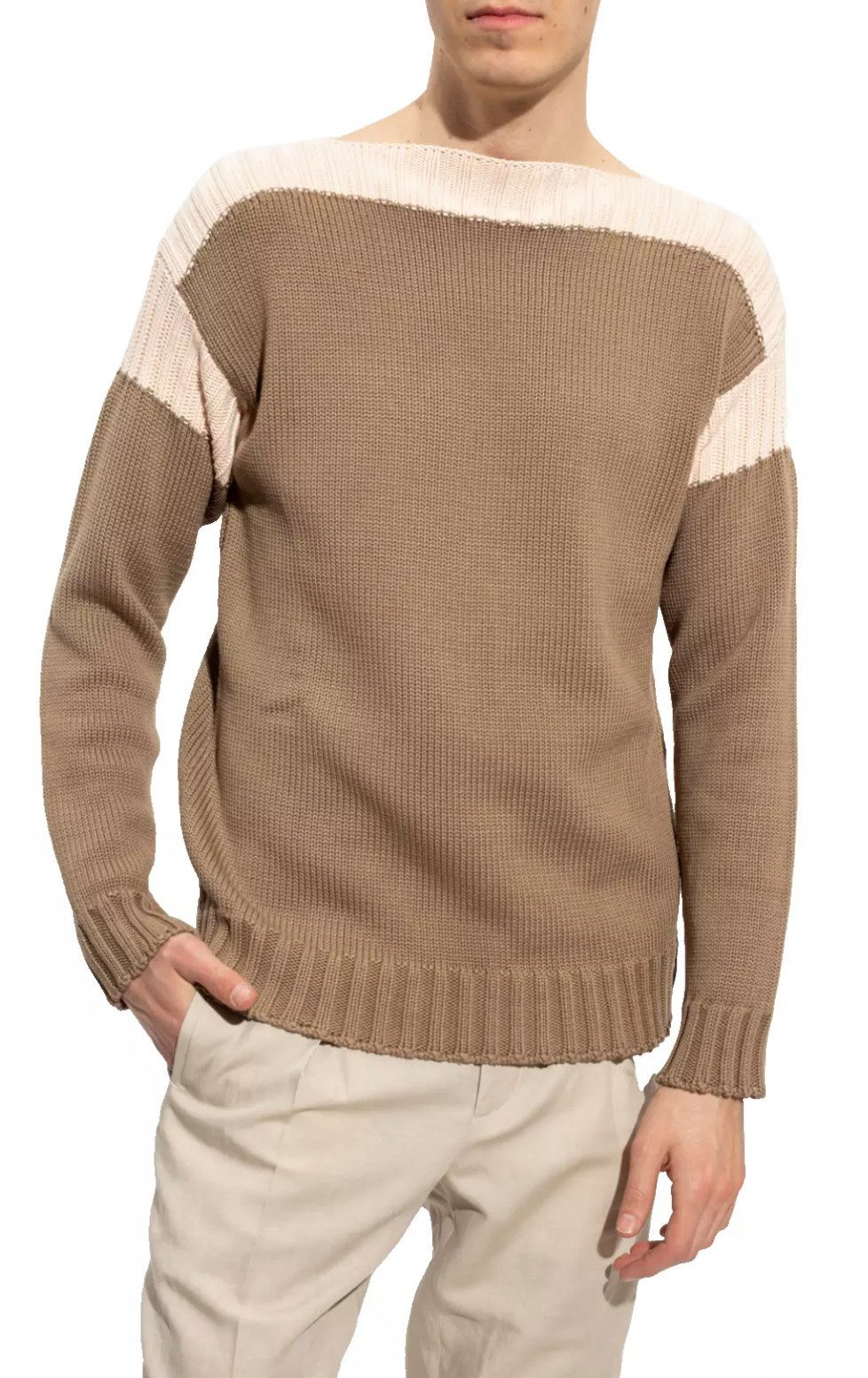 FENDI Strickpullover FF Inlay Knitted Pullover Rippstrick an Saum und Ärmelbündchen, FF-Logo-Stickerei