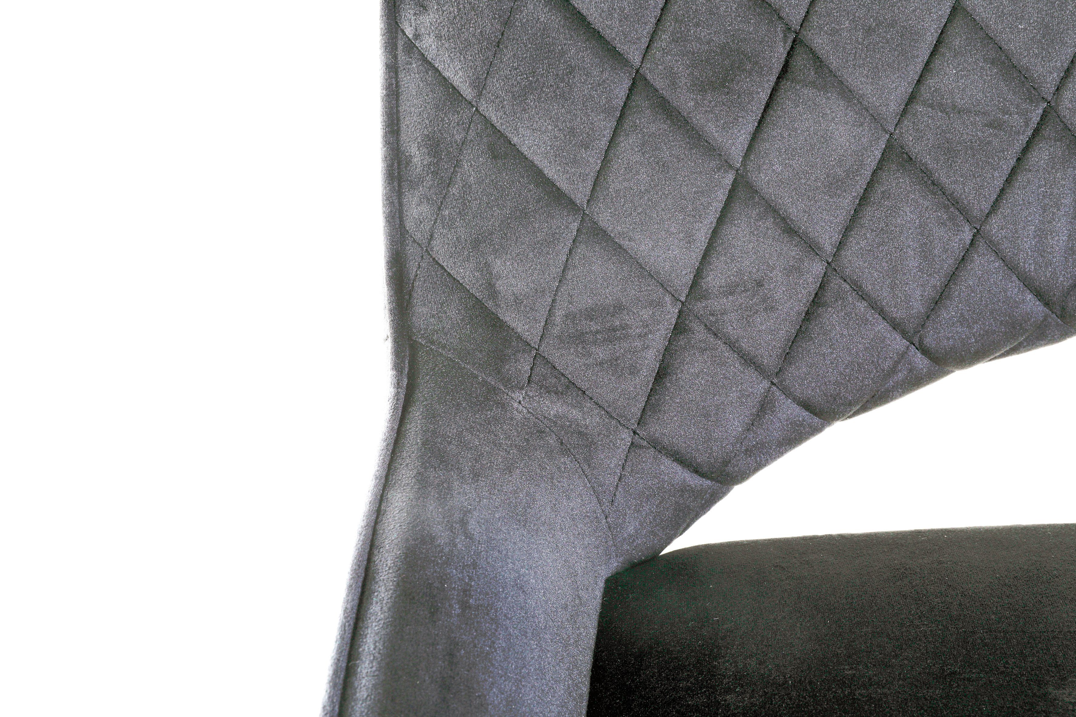 Samtbezug schwarz BONNY in oder in grau (2er-Set), Stuhl byLIVING schwarz, Gestell