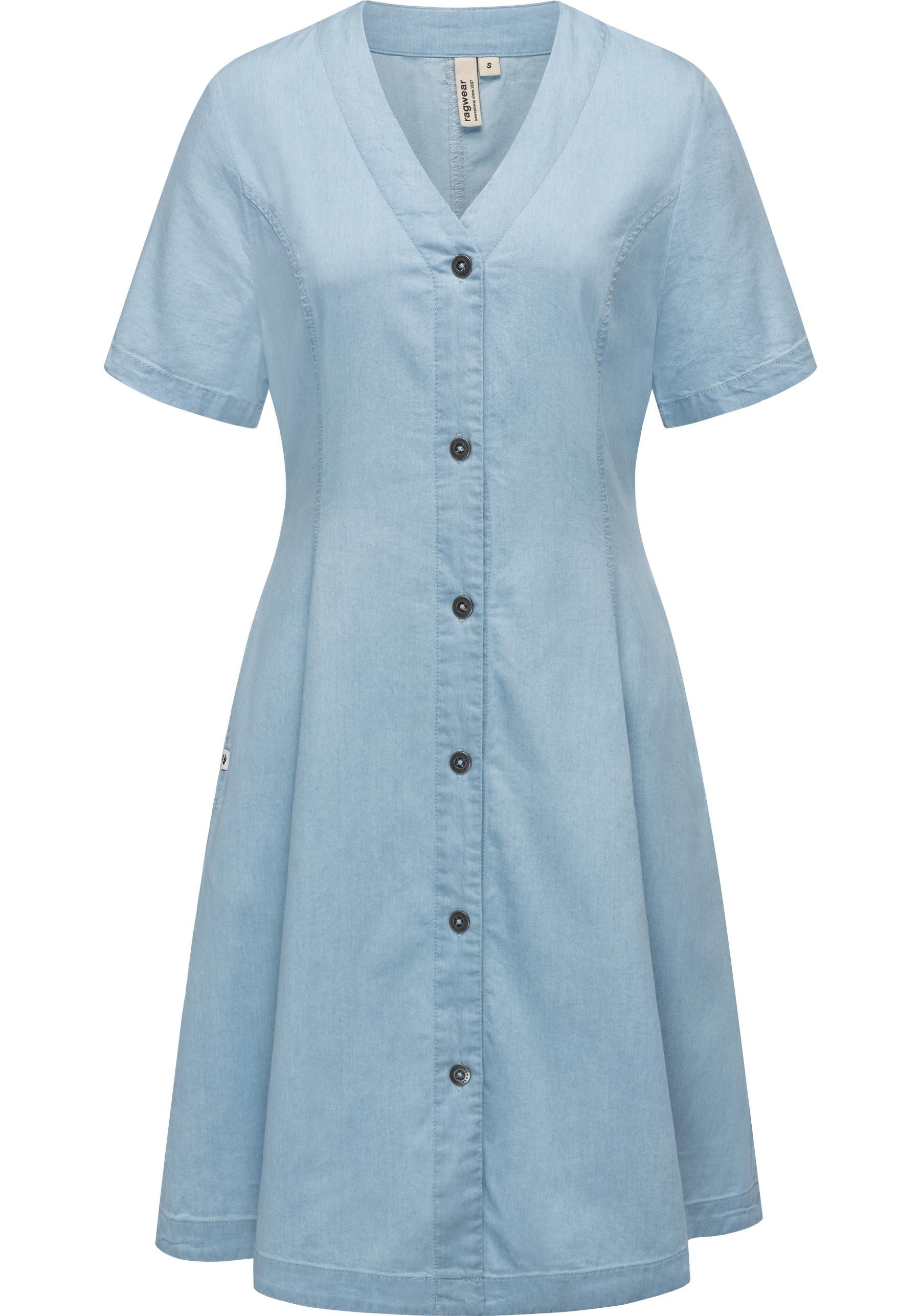 Ragwear Sommerkleid Kveeda Denim Sommerliches Minikleid mit Schleife am Rücken