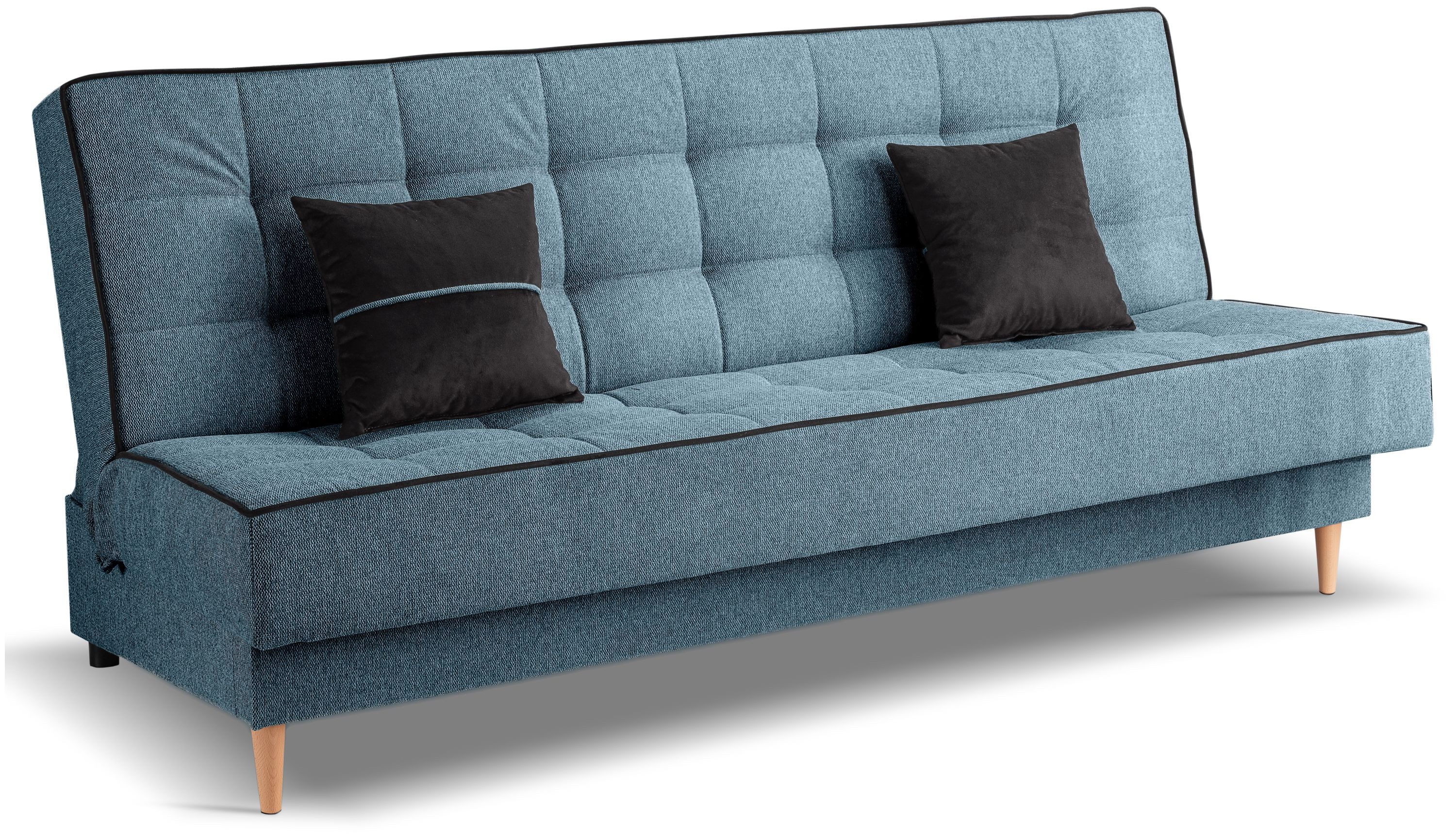 xonox.home Schlafsofa, 3 Sitzer aus Strukturstoff in blau inkl. Zierkissen B/H/T: 199x91x91cm