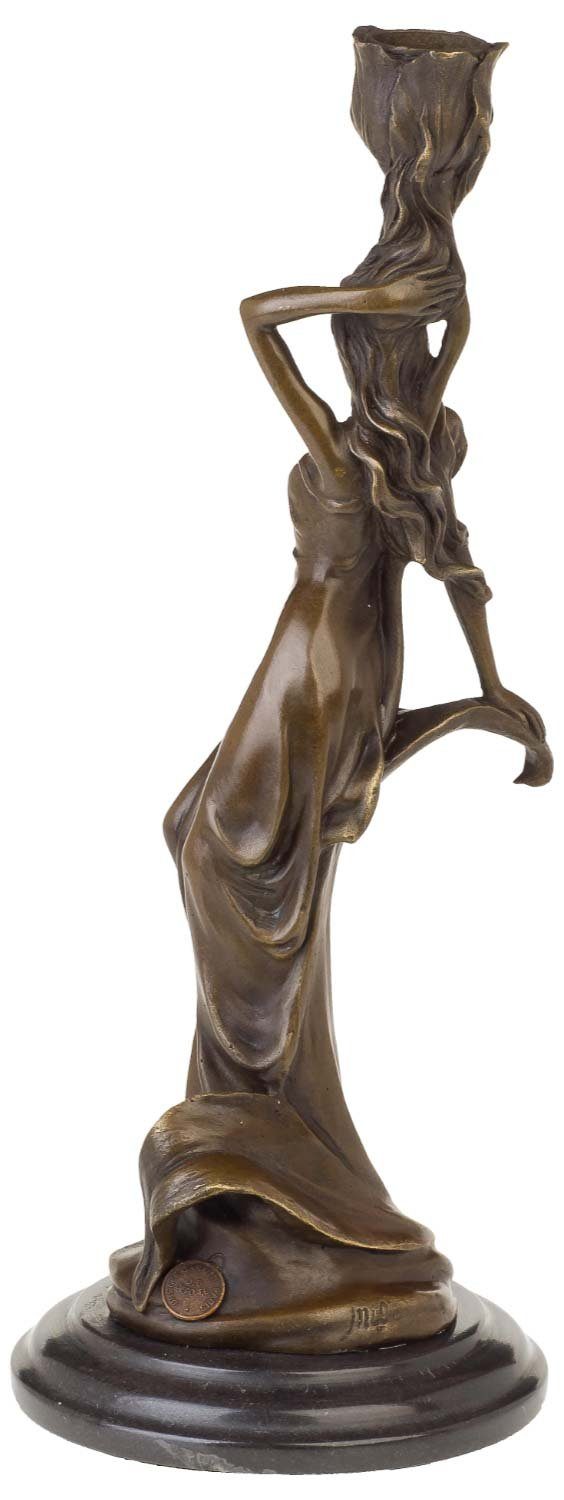 Aubaho Kerzenständer Bronzeskulptur Frau Bronze Statue Kerzenständer 33c Antik-Stil - Figur