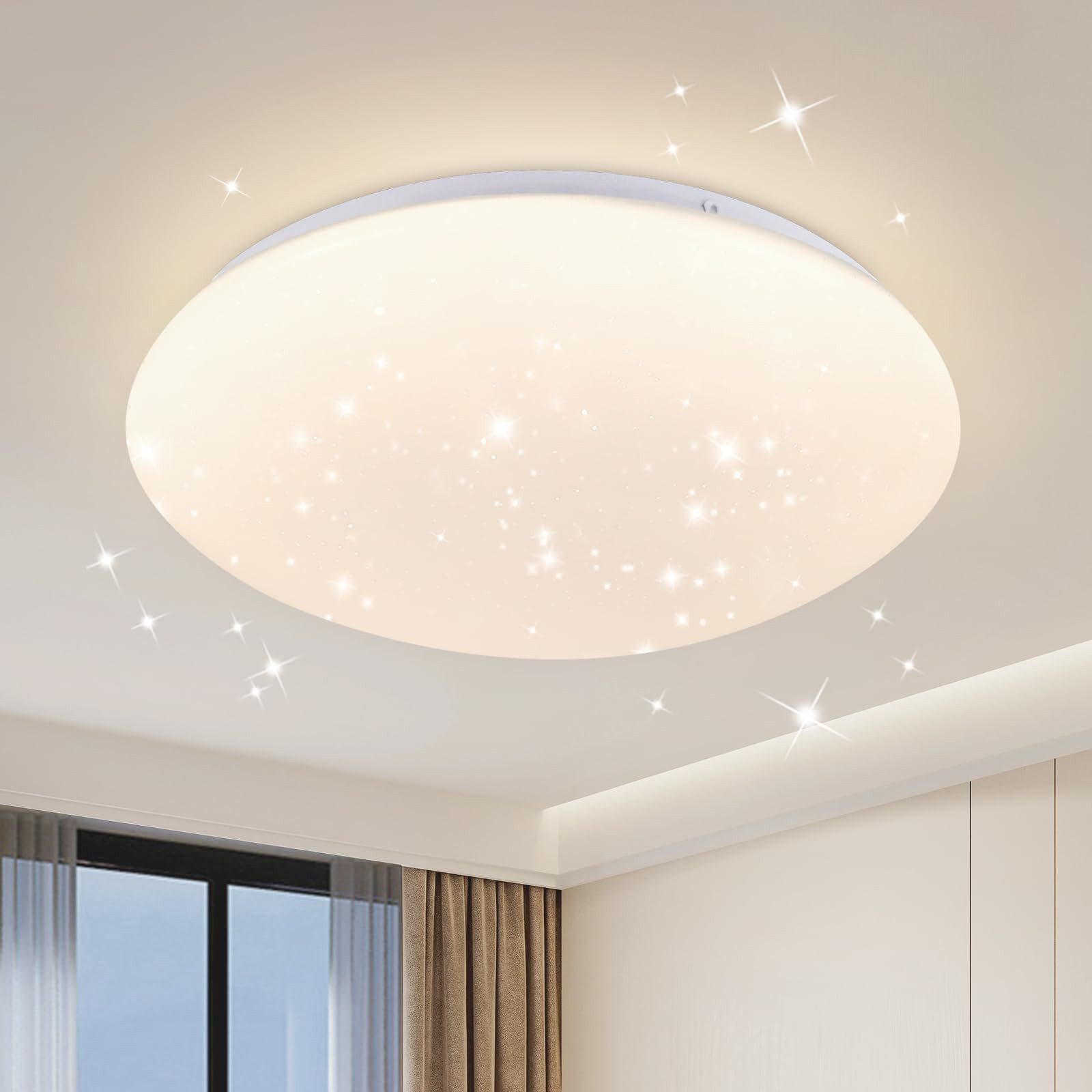 Nettlife LED Deckenleuchte Sternenhimmel Rund 25cm 12W Schlafzimmerlampe Wa günstig online kaufen