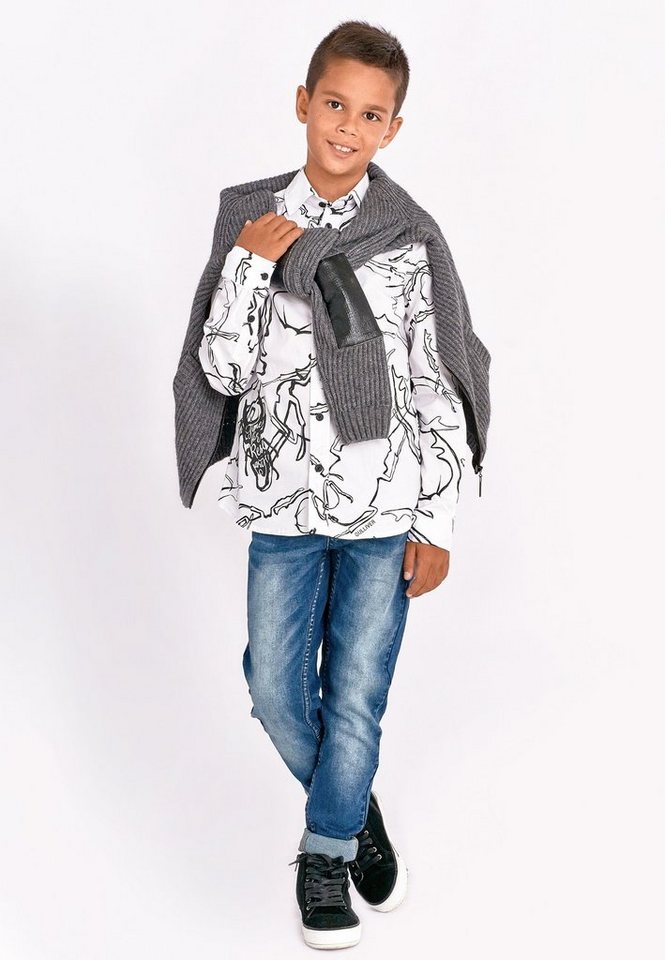 Gulliver Langarmhemd mit Ornamentdruck, Stylishes Hemd für Jungen mit  ausgefallenem Alloverdruck